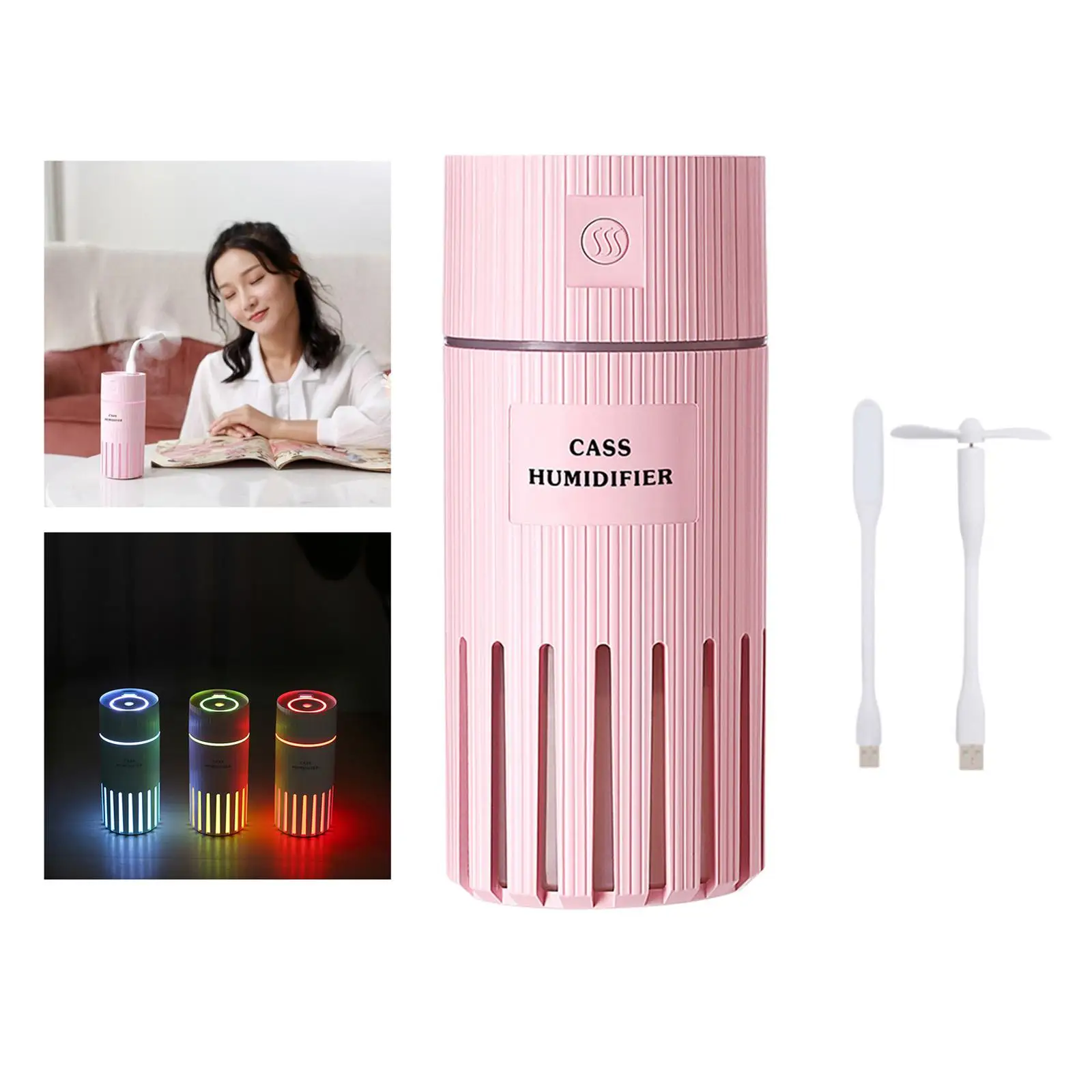 Humidifier Mute Mode Ultrasonic Moisturizing Portable USB Powered Aromatherapy 320ml for Bedroom Home Office Desktop Travel Car