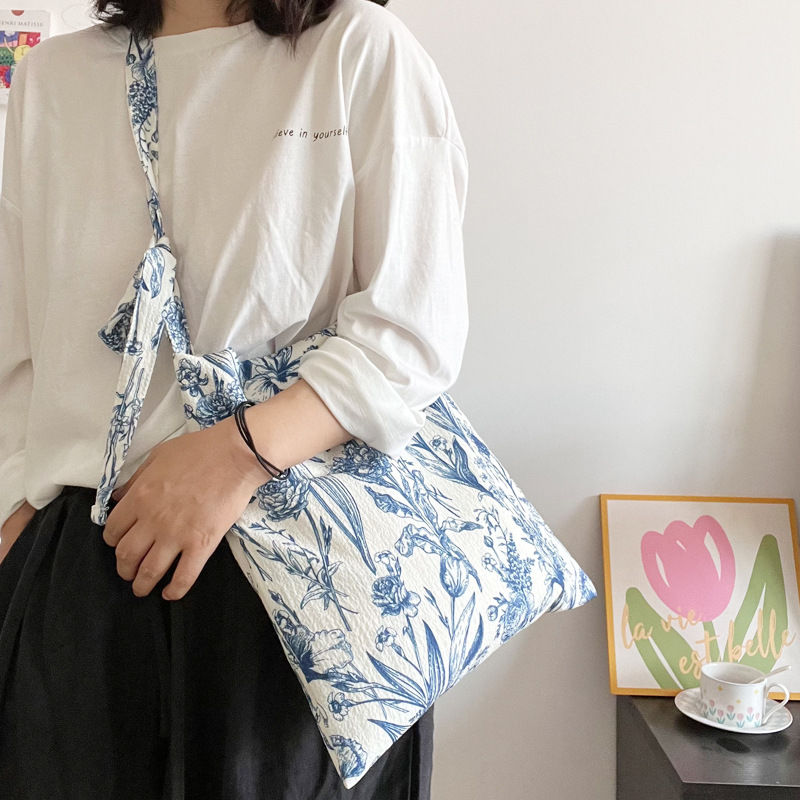 Vintage Blumen Damen Umhängetasche dünne Stoff Damen Einkaufstaschen Sommerreise Umhängetaschen Retro Handtaschen für Frauen – Detail 19