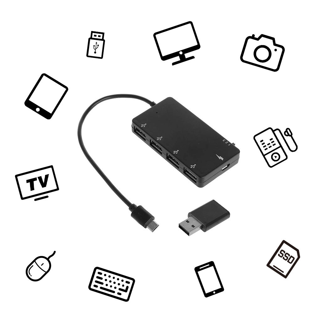 Микро-USB OTG 4 порта концентратор зарядный адаптер кабель Sup порт s OTG  Горячая замена для системы Android/Windows | AliExpress