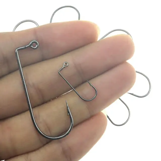 100Pcs High Carbon Steel 90 Degree Jig Fish Hooks for Outdoor Sea