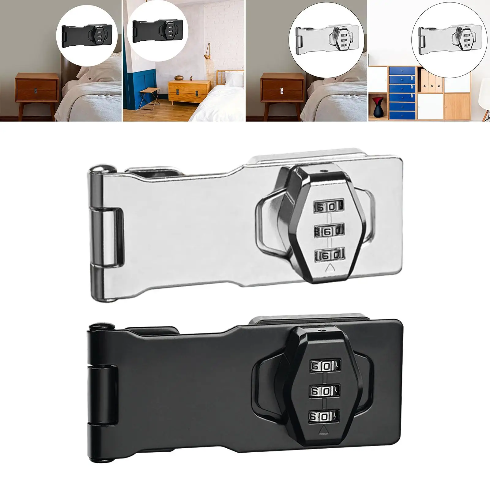 Mechanical Password Lock Sliding Buckle Rotary Cabinet Password Slide Latch Lock for Door Drawer Office File Garage Small Doors