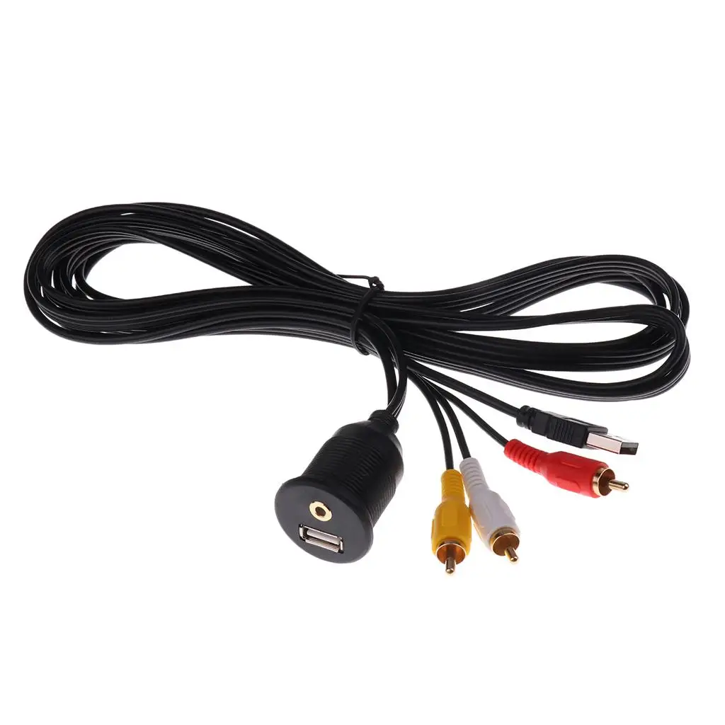 Easy Install Auto Audio Accessories USB AUX 3RCA Extension Cable for 