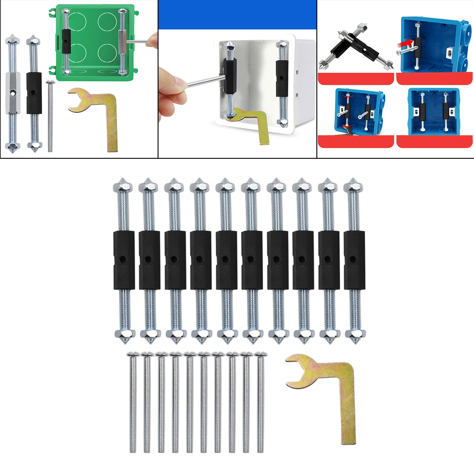 21 Pcs High-Quality Iron Cassette Screws Support Rod Kit, Repairer  Loosening Wrench Anti Corrosion for Wall Mount  Socket