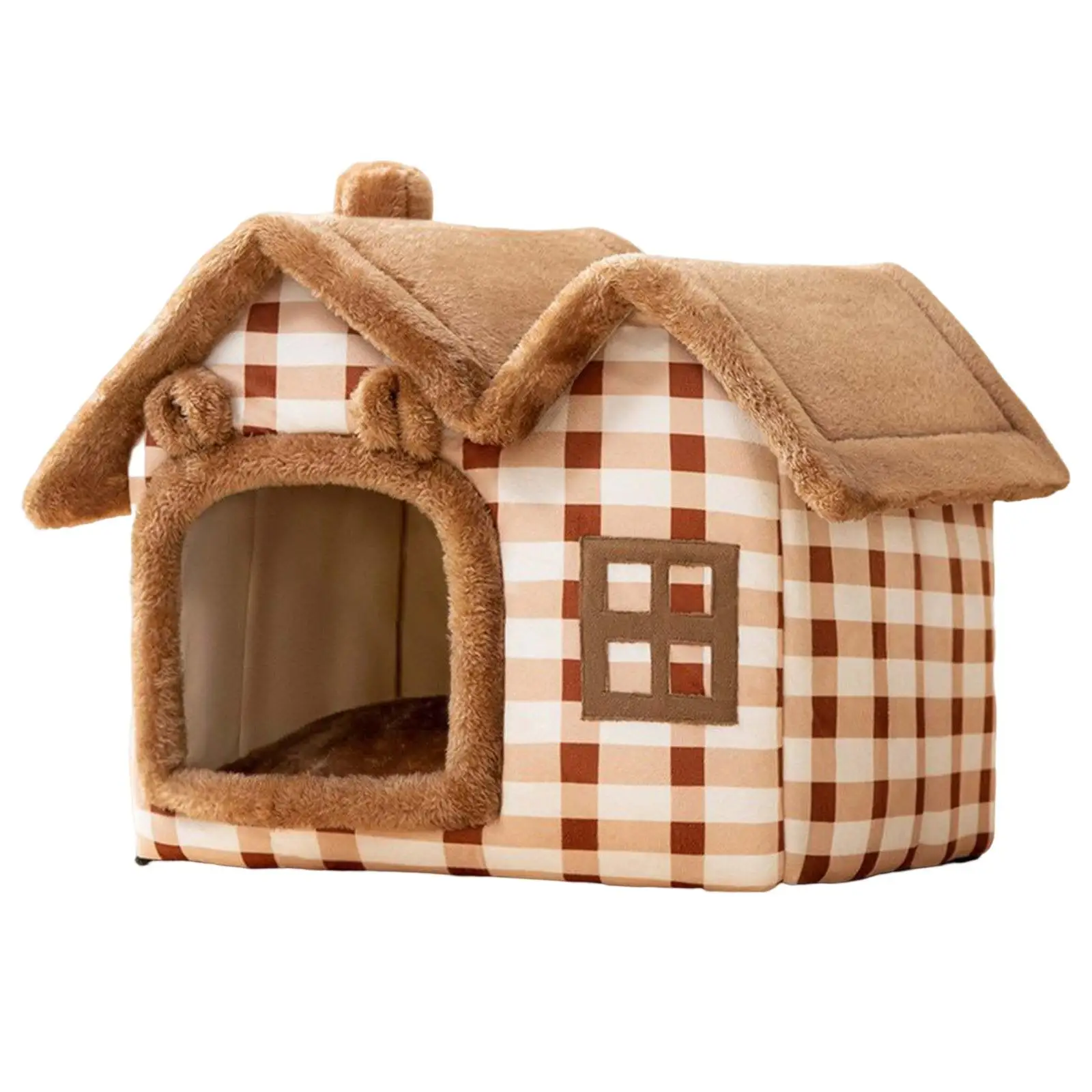 Dog House Indoor with Removable Pad Pet Cat Bed Pets Accessories Home Shelter Semienclosed Kitten Cave Hut for Puppy Kitten Cat