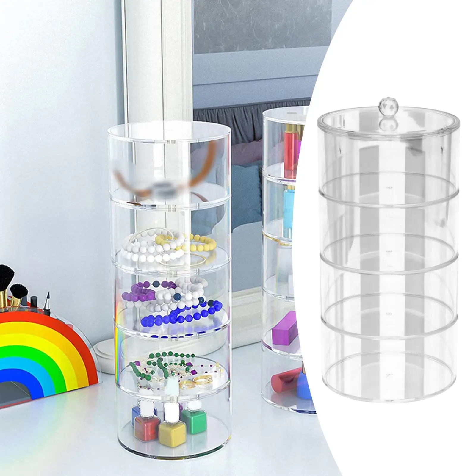 Showcase Multi Functional Stackable Clear Dustproof Cylindrical Belt Storage Box Acrylic Organizer Box for Desktop Living Room