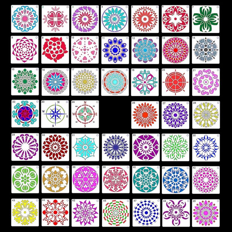 48 pcs set mandala stencils diy pintura