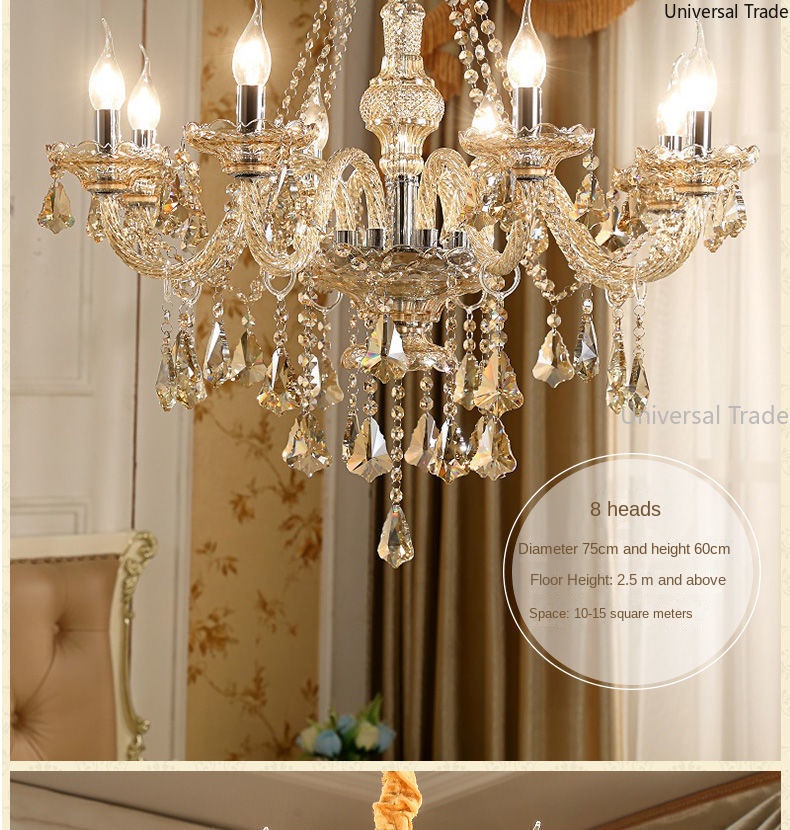 Cognac Crystal Chandeliers para Decoração de Casa,