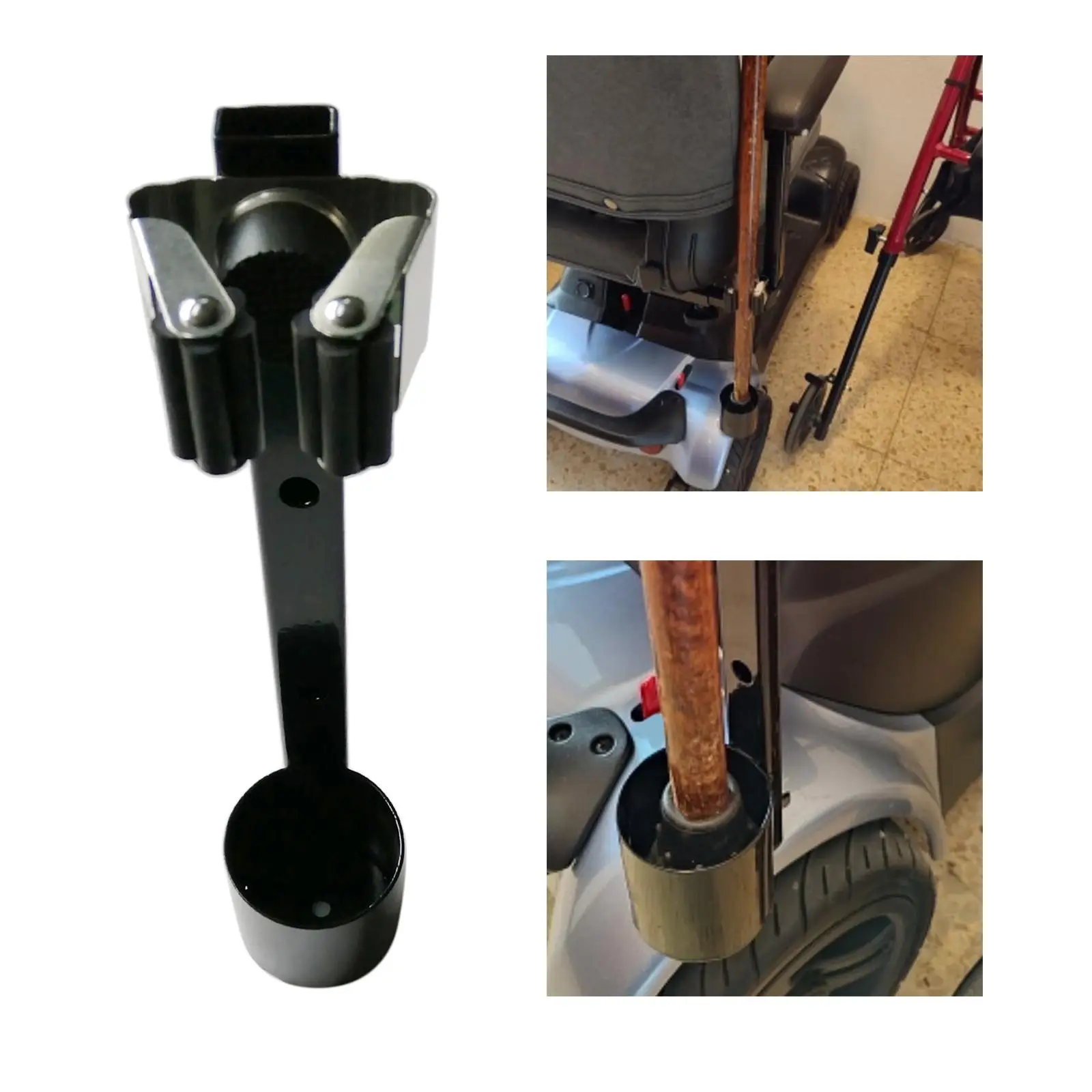 Cane Holder Prevents Crutches from Swinging Attachment Practical Walking Stick Holder for Rollators Wheelchair Mobility Scooter