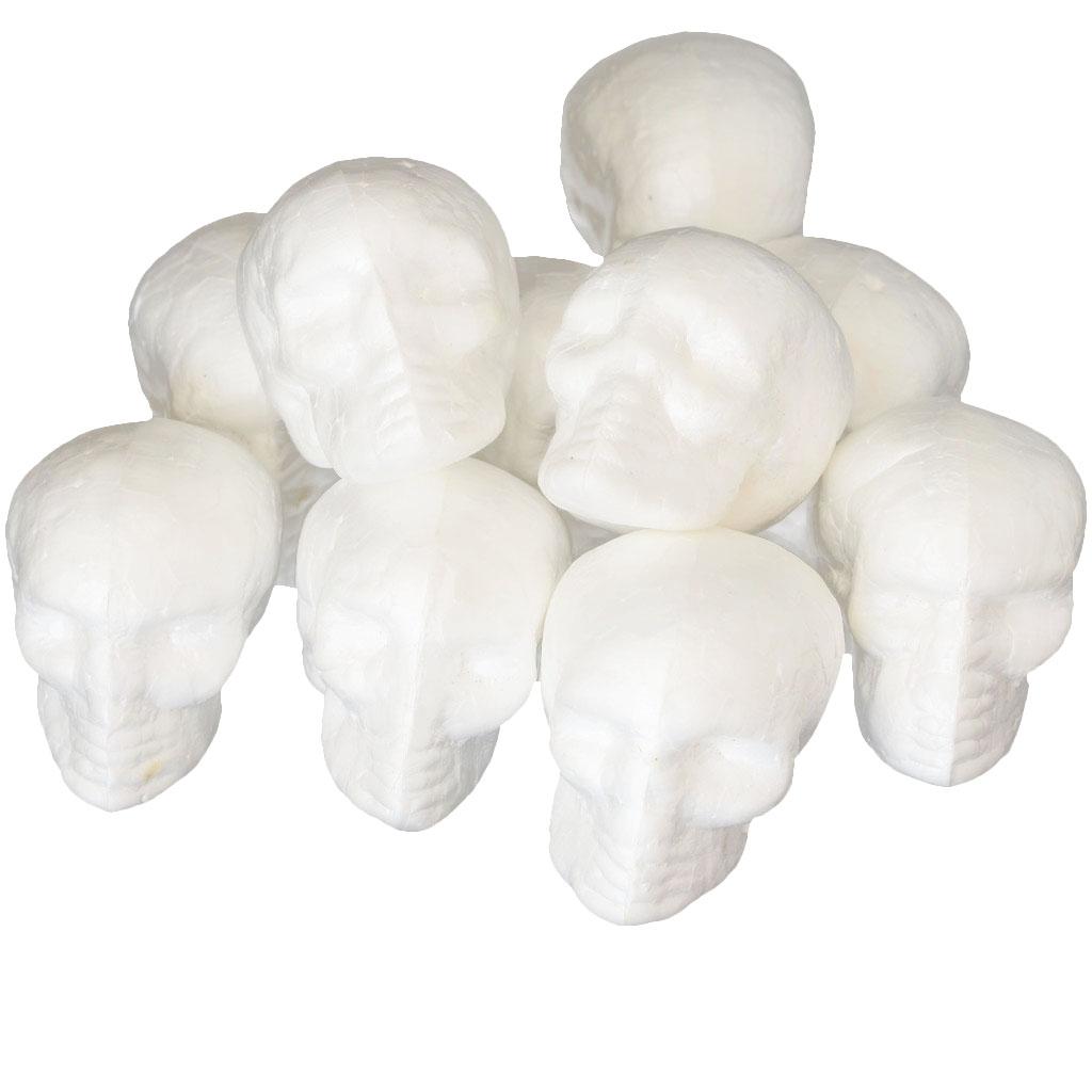 Foam Skull Modeling White 3D Polystyrene Foam Skull Shapes for DIY Easter Halloween Decoration Supplies Gift 5.5