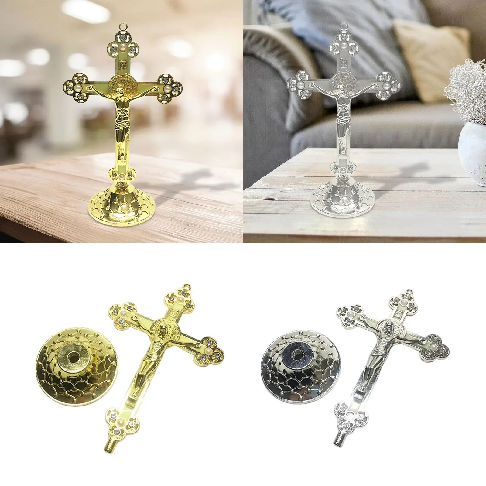 Cross Statue Miniature Standing Statue Catholic Collection Religious Wall Cross for Bedroom Christmas Easter Cabinet Home Decor