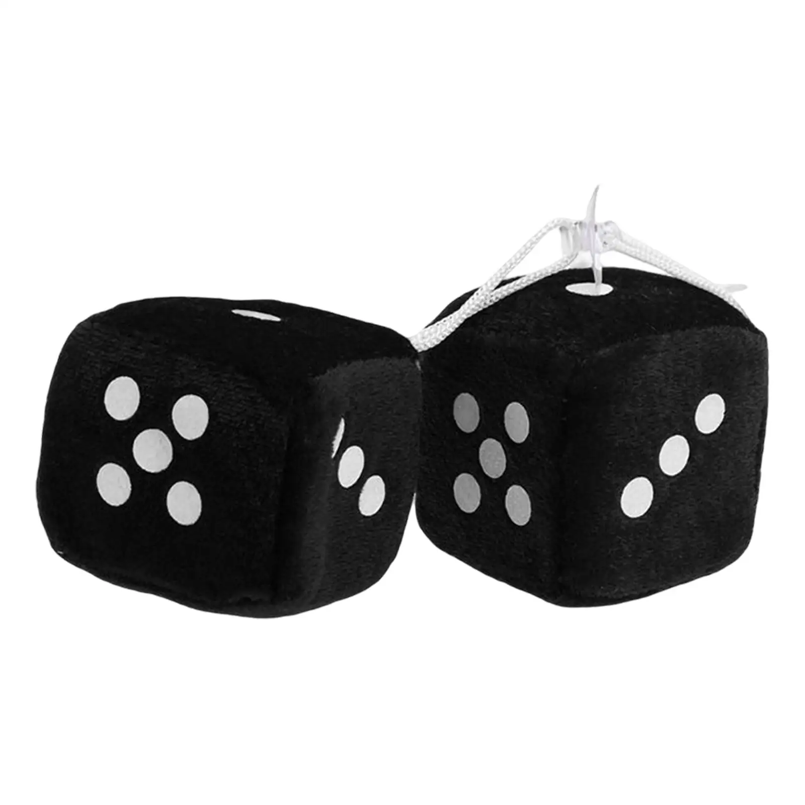 2 Pieces Retro Car Fuzzy Dice with Dots Car Styling Home Office Rear View Mirror Hanger Plush Decor Release Pressure Ornament