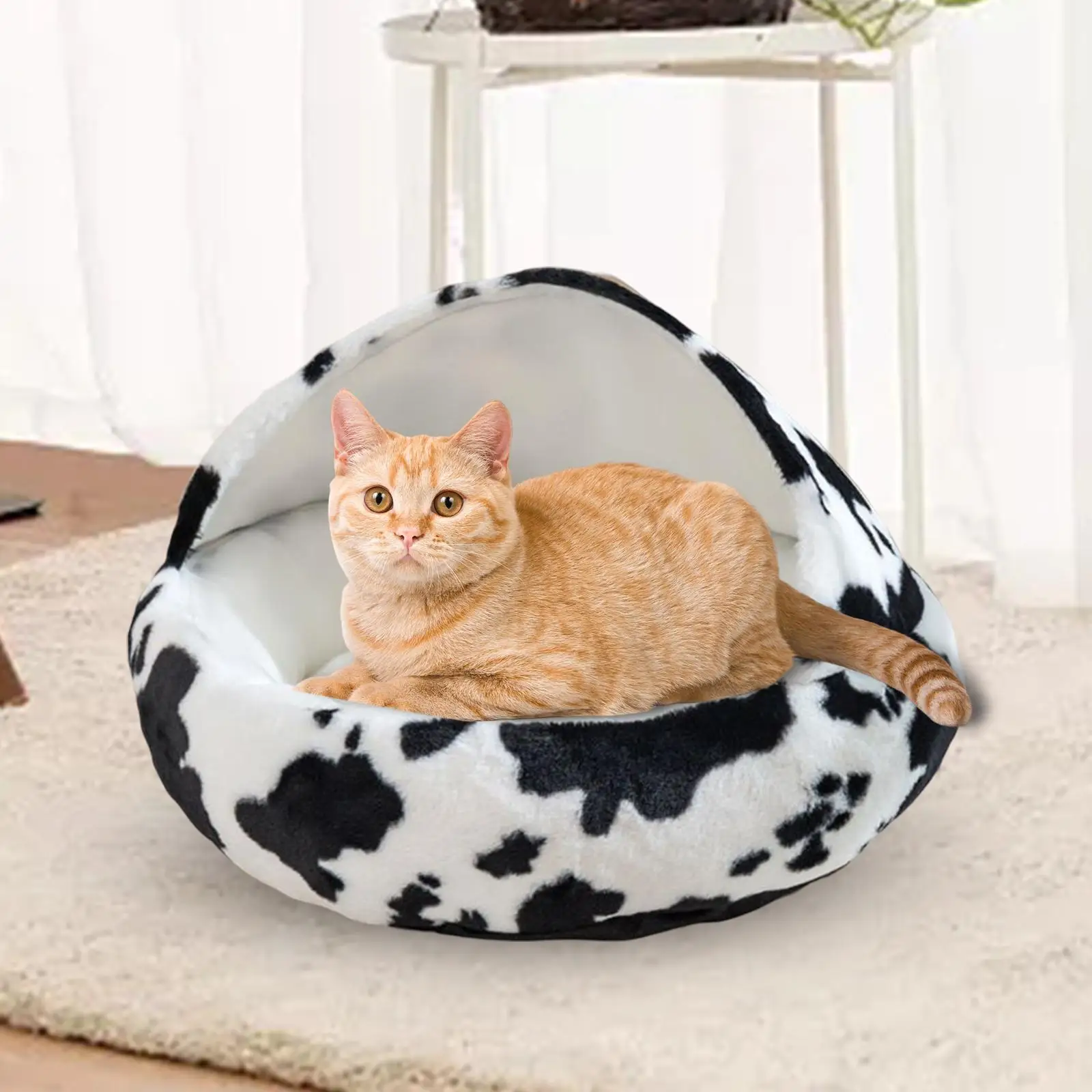 Cave Cat Bed Dog Tent Self Warming Hand or Machine Washable Warm Pet House for Small Medium Dog Kitty