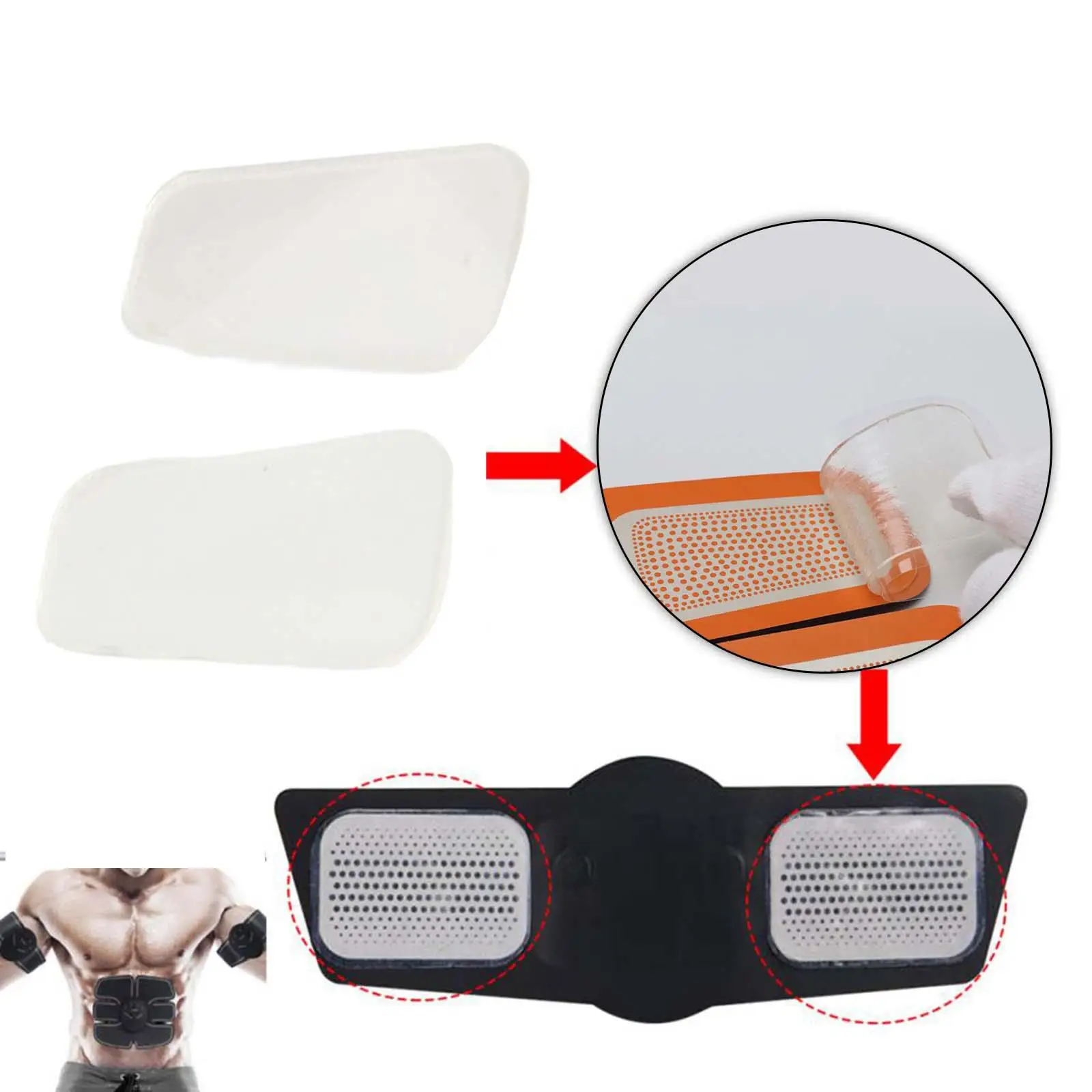 2Pcs Gel Pads Reusable Replacement for Muscle Stimulator Workout Toning Belt