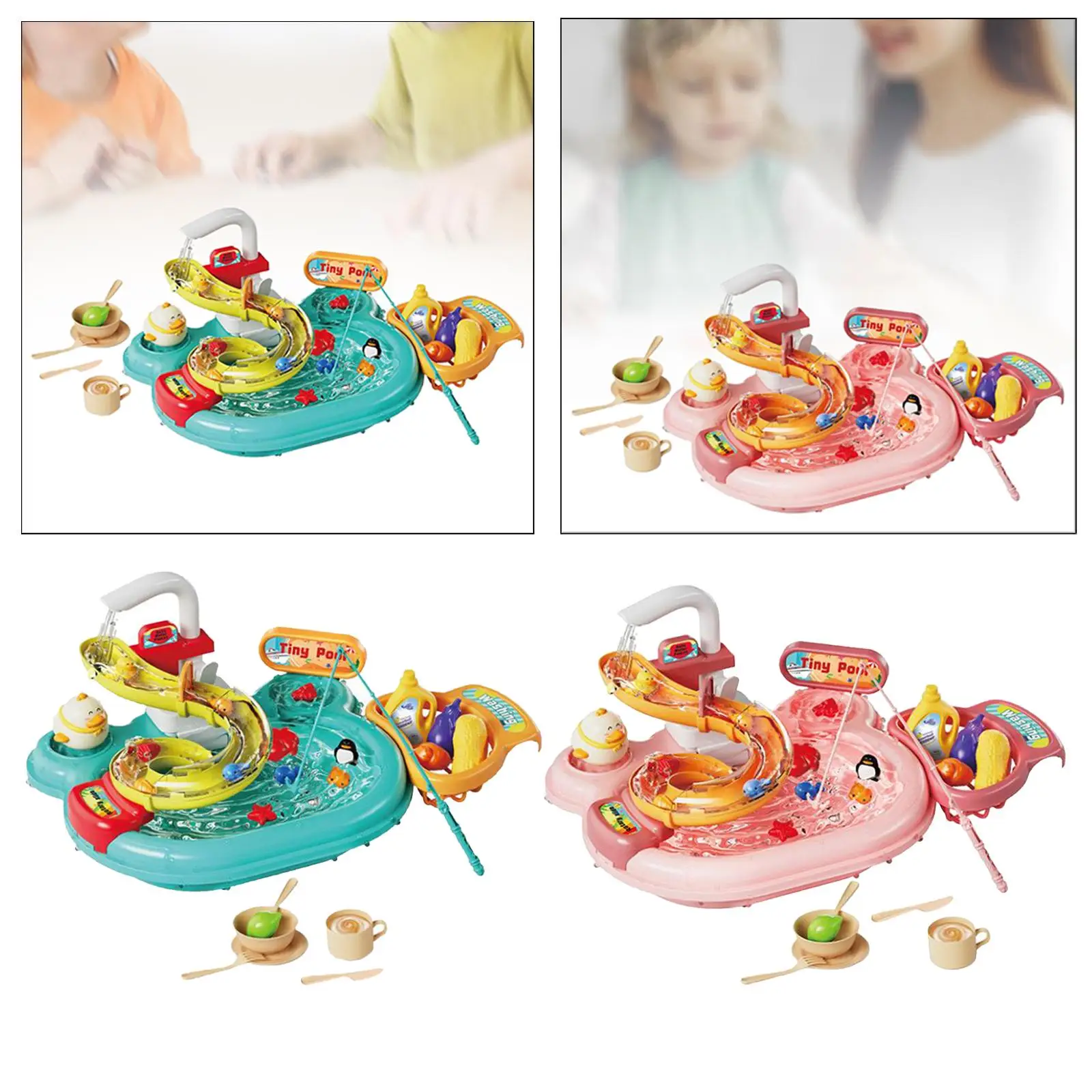 Kitchen Sink Toy House Pretend Role Play Toys Automatic Water Cycle System Playset for Play House Kitchen Role Play