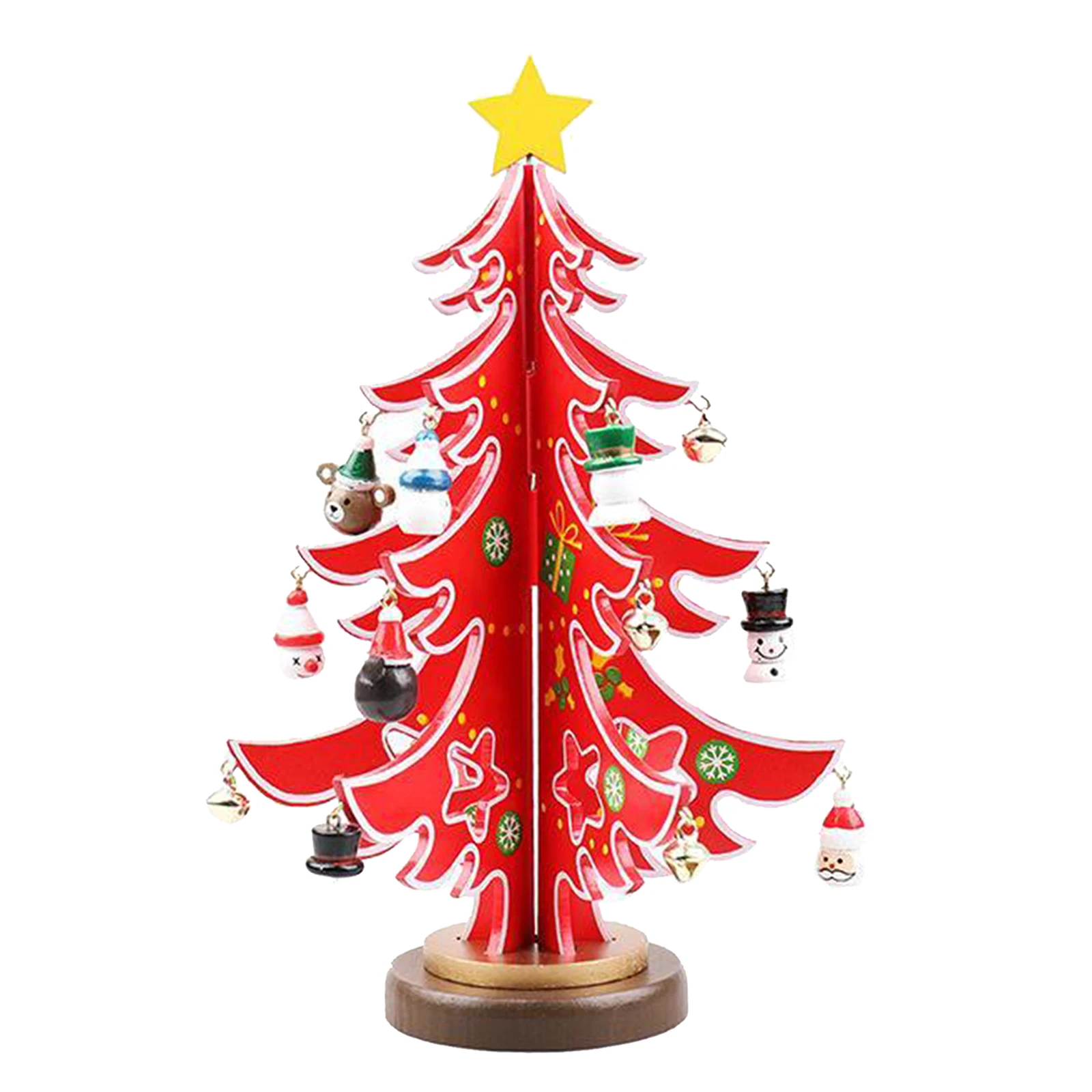 Wooden Christmas Tree Ornament Desktop DIY 3 Decoration Photo Prop