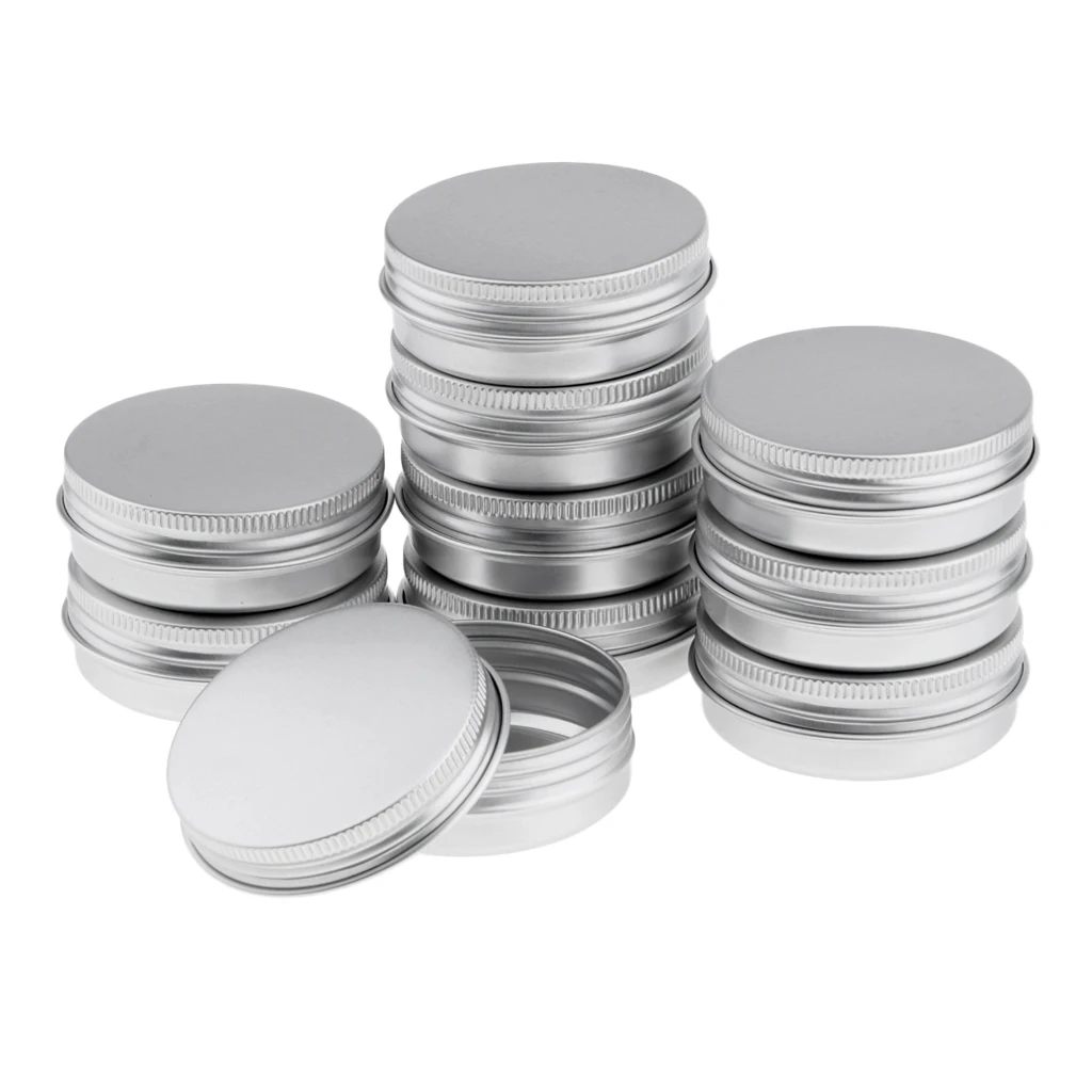 1.4oz 10 Pack Aluminum Tin Cans,  Metal Tin Jar Empty Round Lid Cosmetic  Tight Sealed Twist Screwtop Cover