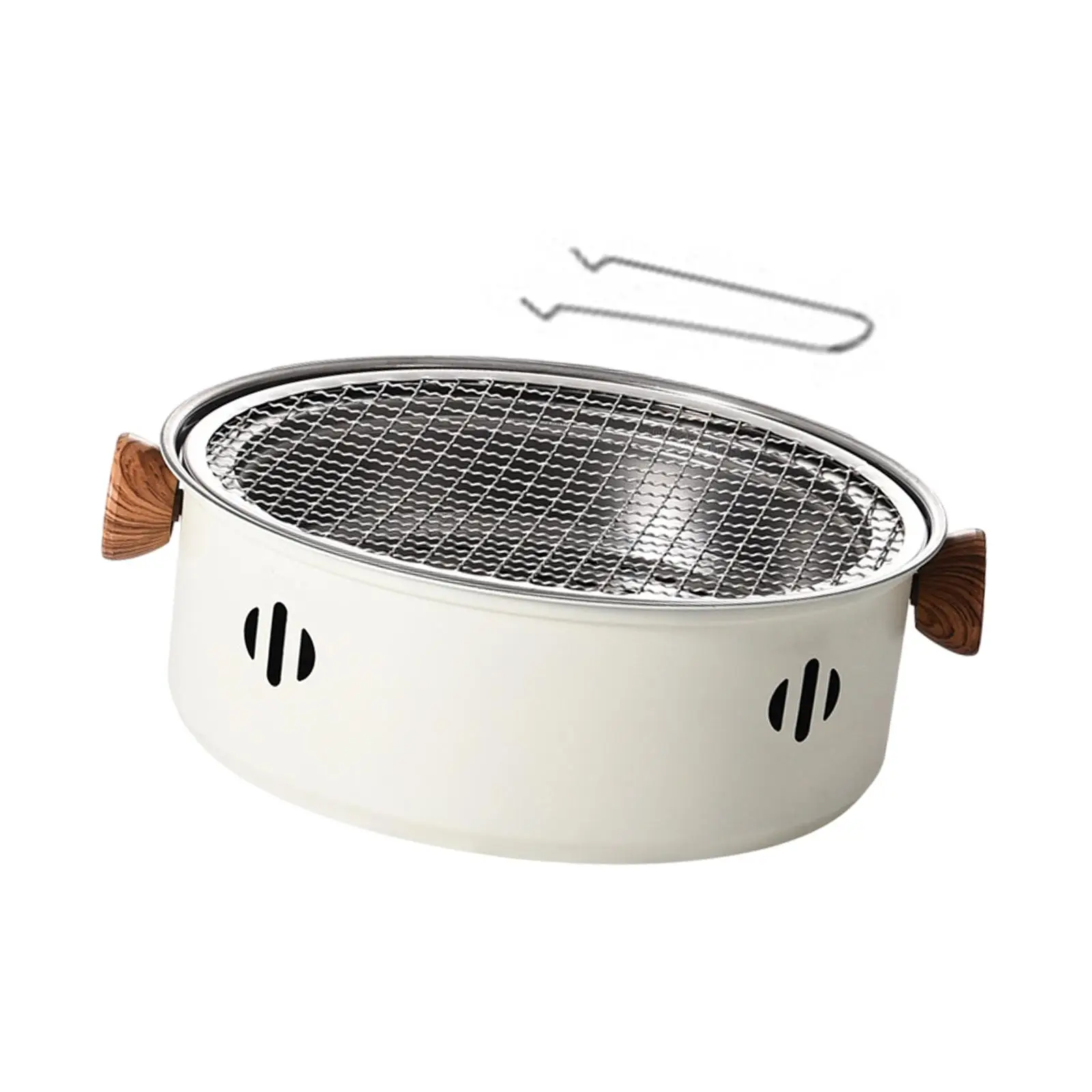 Charcoal Stove Portable Stainless Steel with Grill Grid Teapot Warmer Outdoor Grill Stove for Picnic Household Beach Cooking