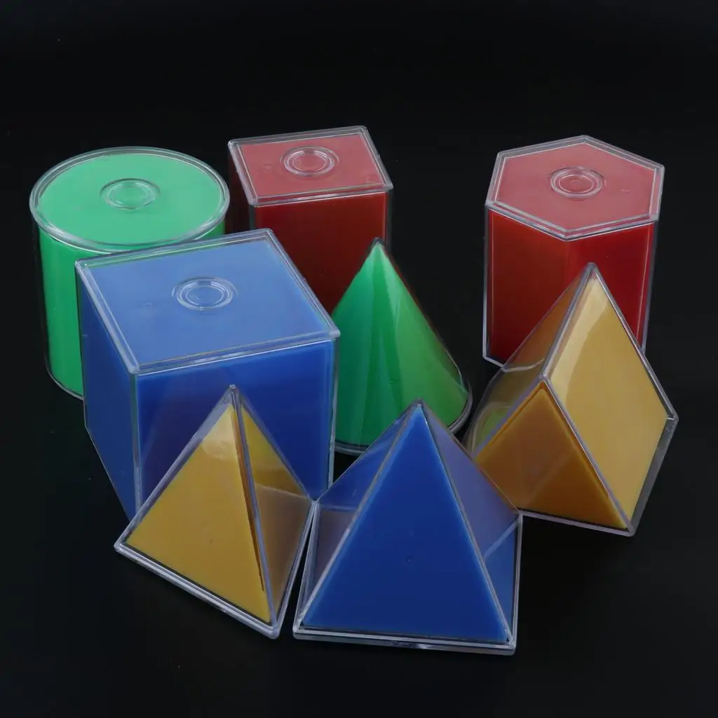 8x Transparent Geometric Solids Detachable Geometry  Set for Kids