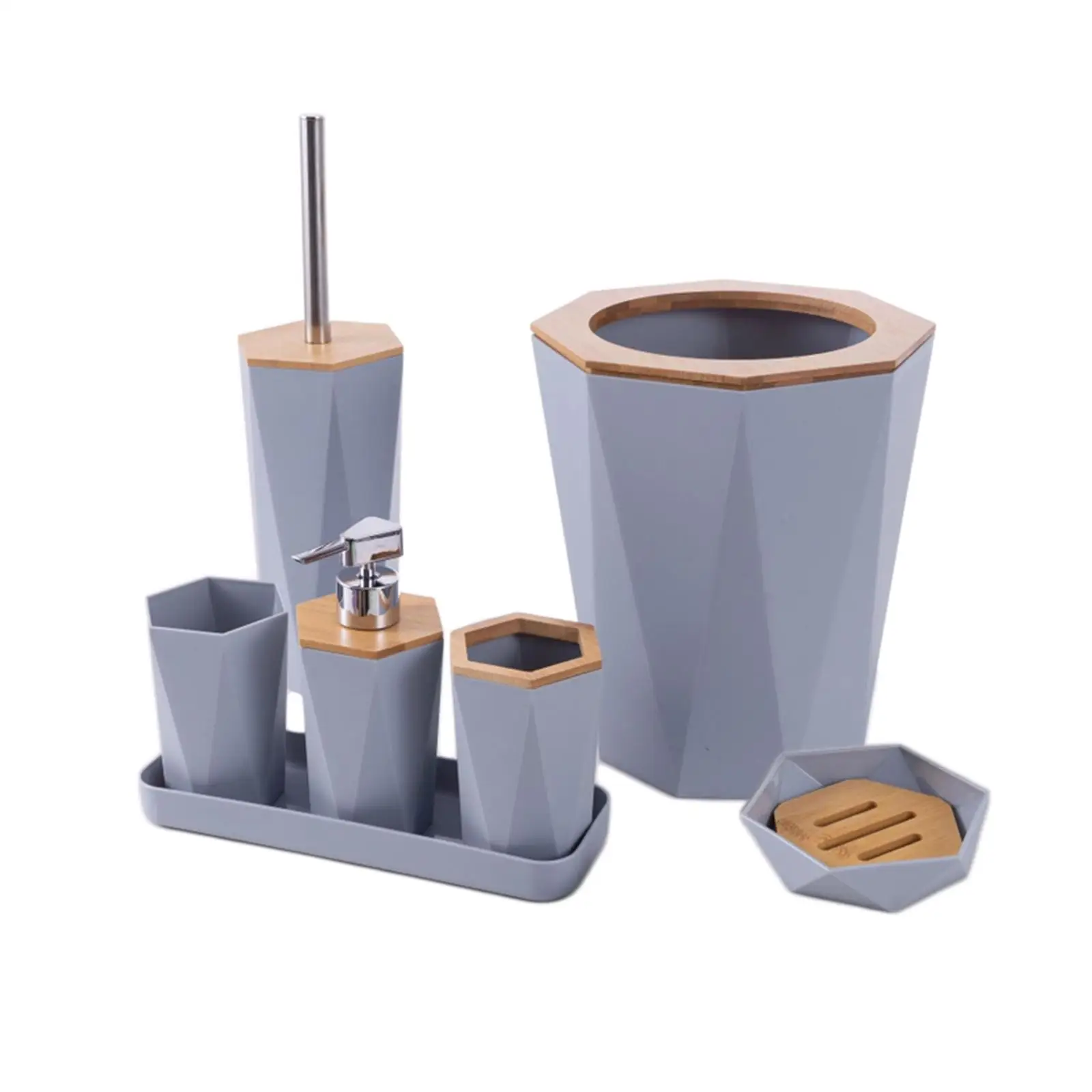 Bathroom Accessories Set Mouthwash Cup Tray Trash Dish 7 Pieces Set