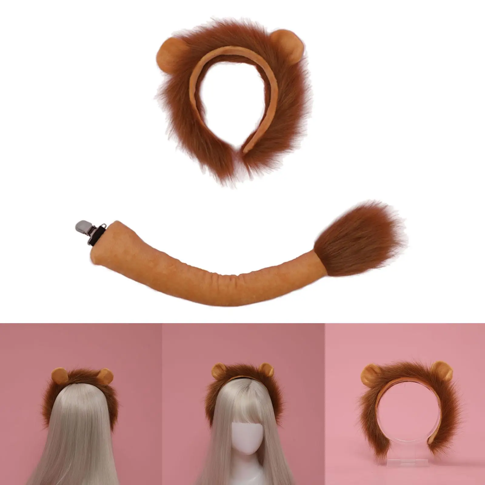  Tail Ears Costume Plush Headband Cosplay for Adult Children Teenager Show Carnival