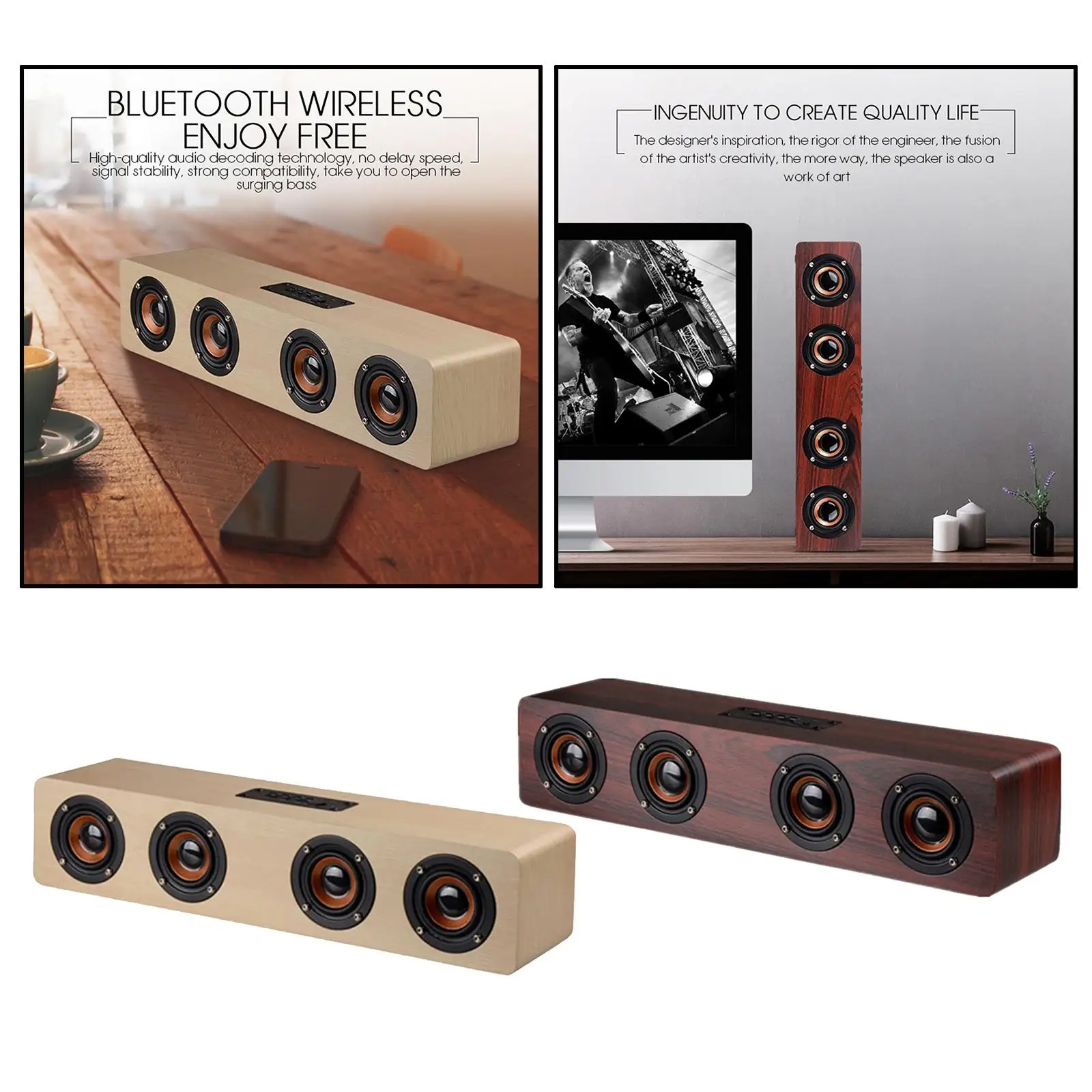 sød smag pels Ræv 380mm Soundbar Wooden Bluetooth Speaker Slim Shape Powerful with 3.5mm| | -  AliExpress