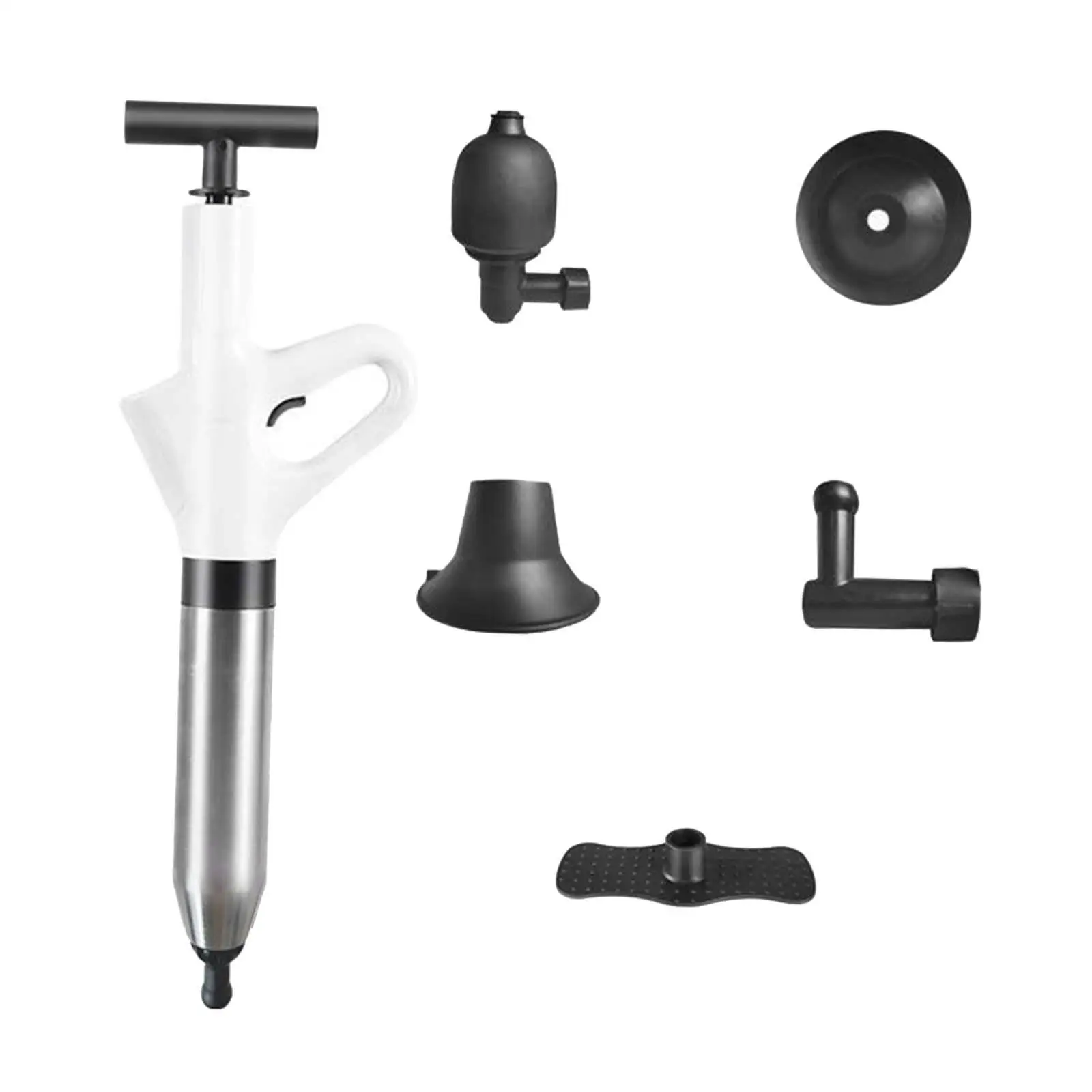 Toilet Air Pressure Plunger Pump with Interchangeable Plunger Heads High Pressure Air Drain Pipe Plunger for Sinks Washbasin