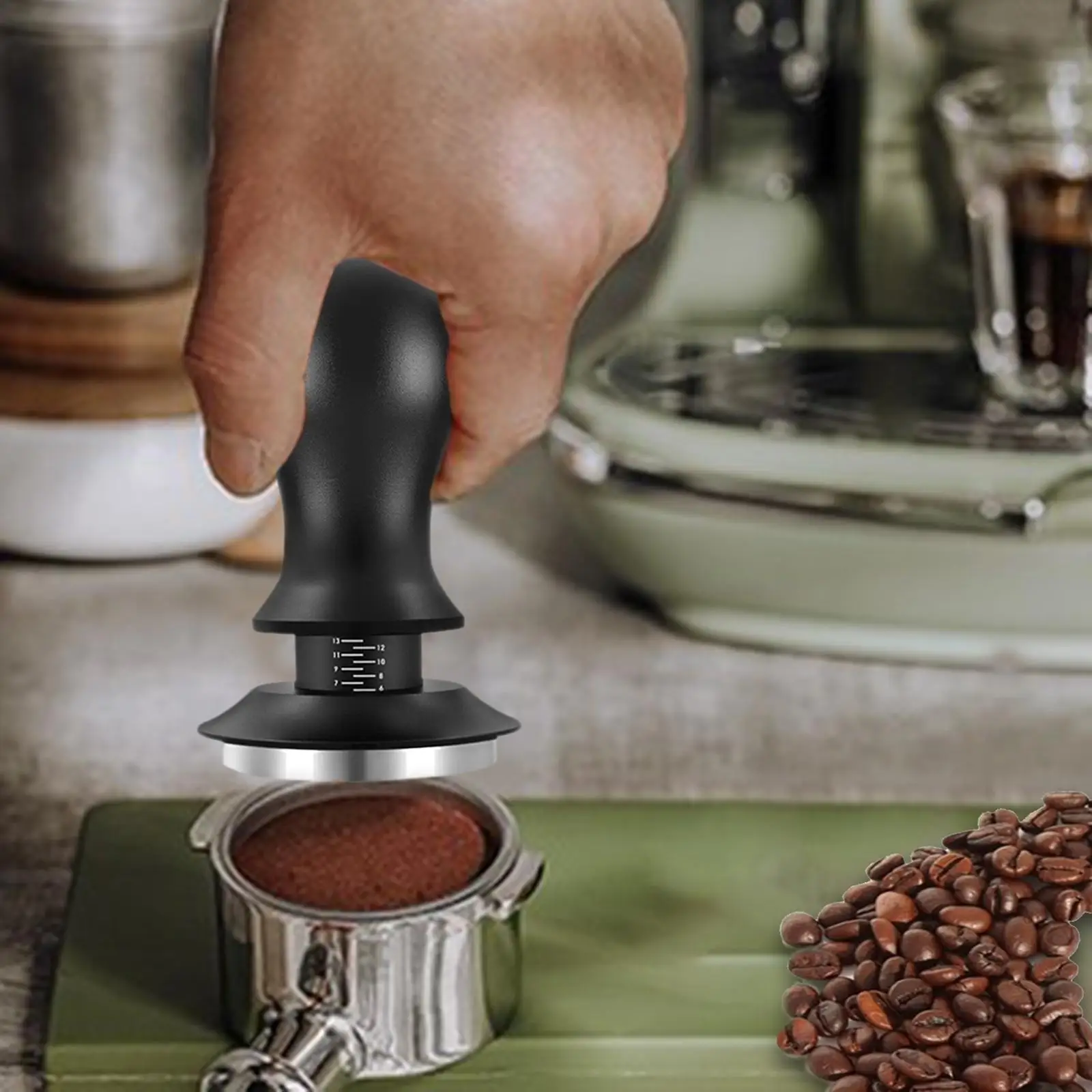 Professional Espresso Tamper Coffee Bean Pressing Utensils with Scale Stainless Steel Coffee Distribution Tool for Household