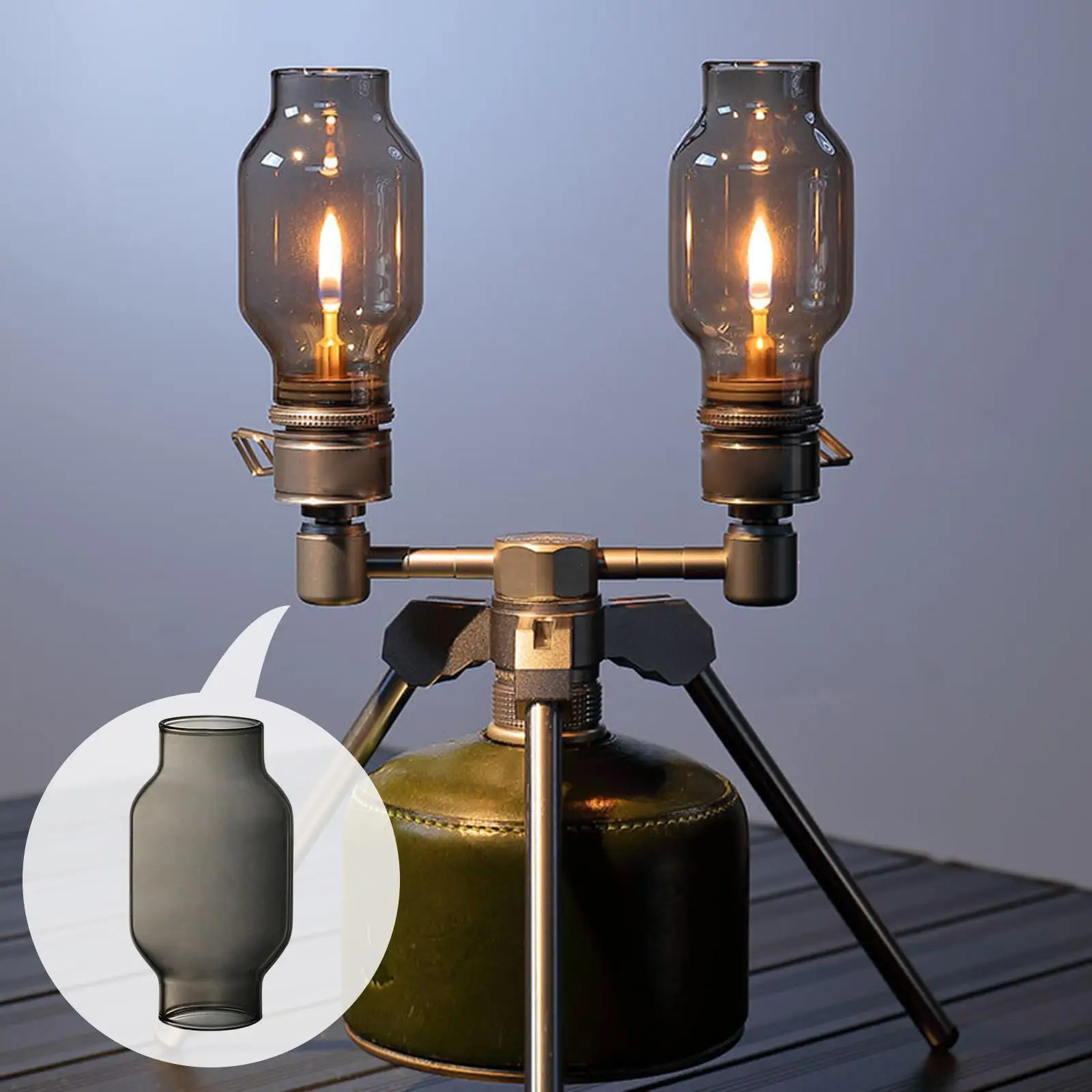 Portable Lantern Lampshade Gaslamp Glass Butane Camp Equipment Gas Light for House Glass Mantle Tent Lantern