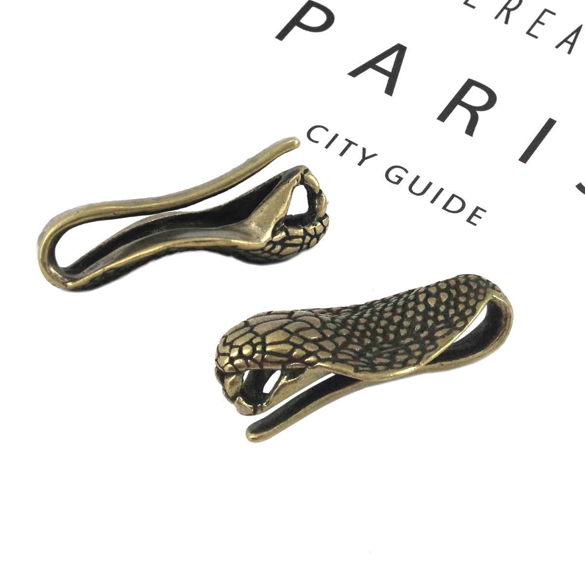 1 piece Solid Messing Retro Gürtel U Haken Schlange Form Fob Clip Schlüssel Ring Geldbörse Haken – Detail 3