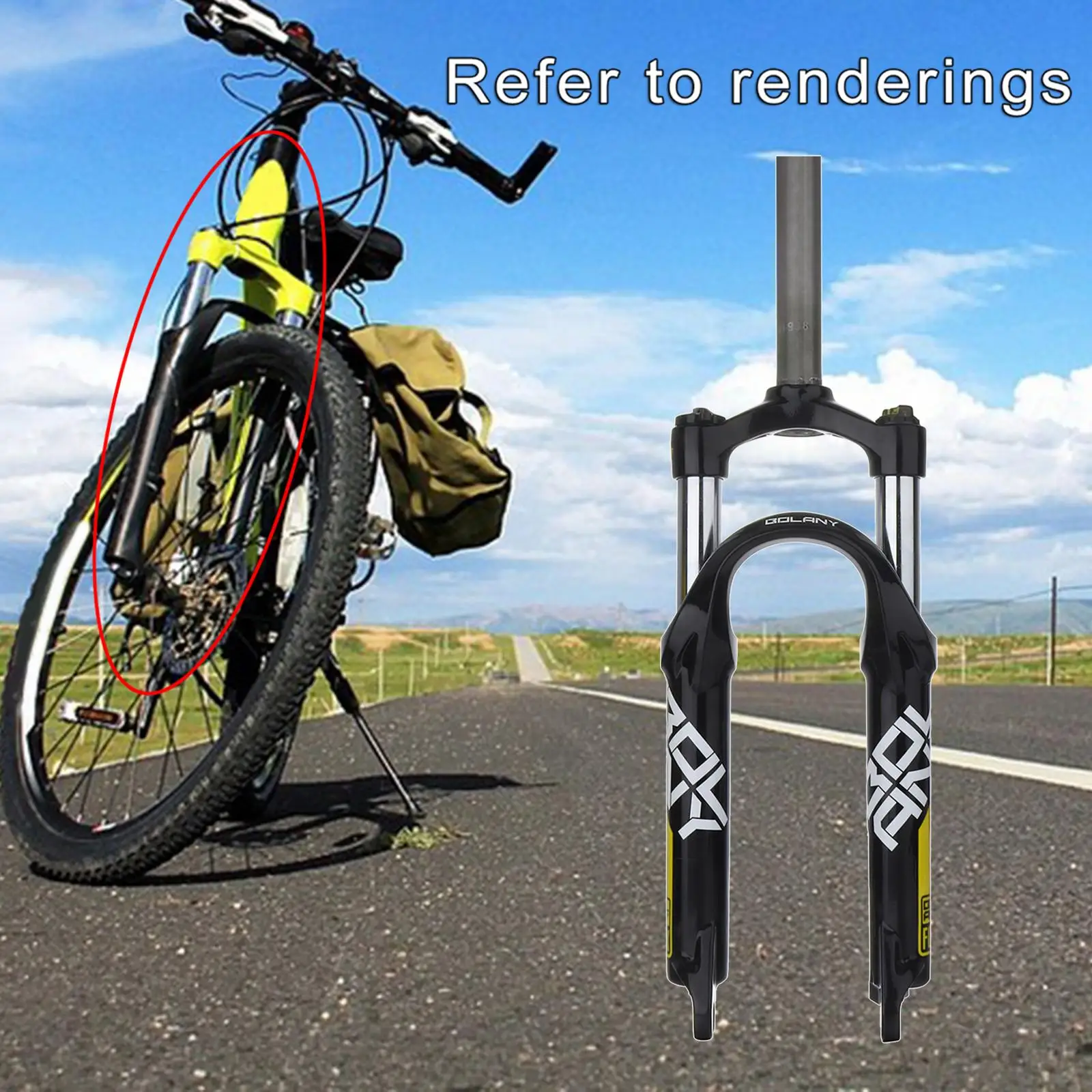 Folding Bike Fork,20inch,0mm, Adjust Straight Tube 28.6mm QR 9mm,Manually Adjustable Damping Front Forks for Mountain Bike