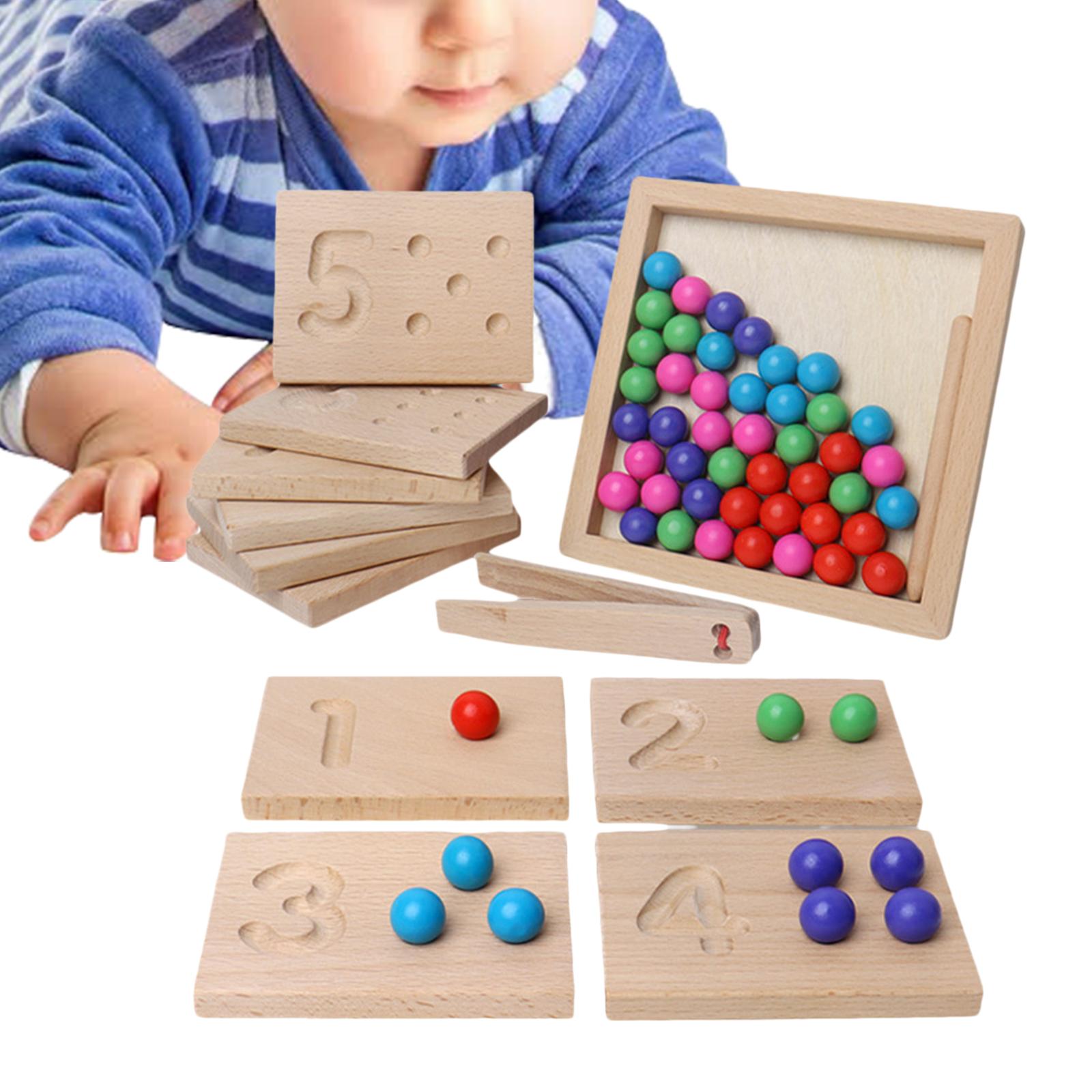 Wooden Board Clip Beads Game Montessori Toys Writing Tracing for Toddler Ages 3 4 5 6 7 Preschool Boy Girl Parent-Child Games