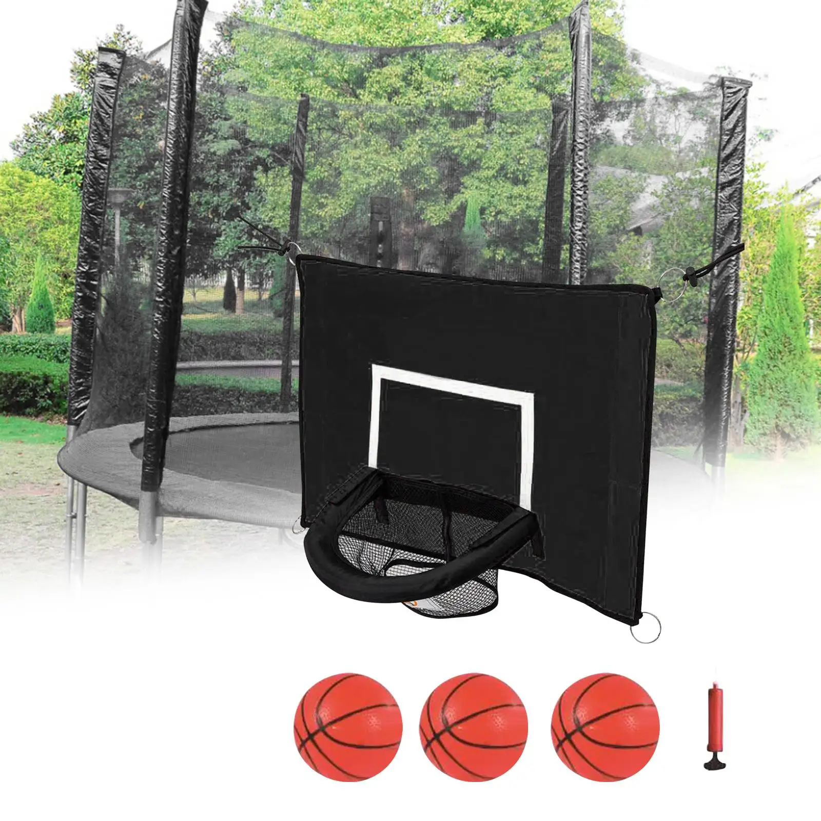 Trampolines Basketball Hoop Attachment Children Child Basketball Game with Pump and 3 Mini Basketballs Waterproof Outdoor Sports