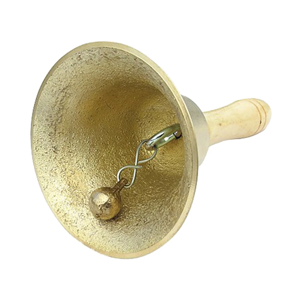 gazechimp Finest Wooden Handle Copper Handbell Hand Shaker Jingle Bell 15 X 8cm 