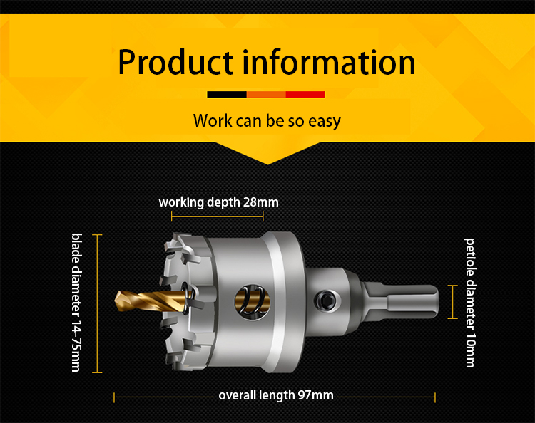 1pc Hole Saw Drill Bit Alloy Carbide Cobalt Steel Cutter Stainless Steel Wood Cutting Iron Metal Core Drill Bit Metal drill bit