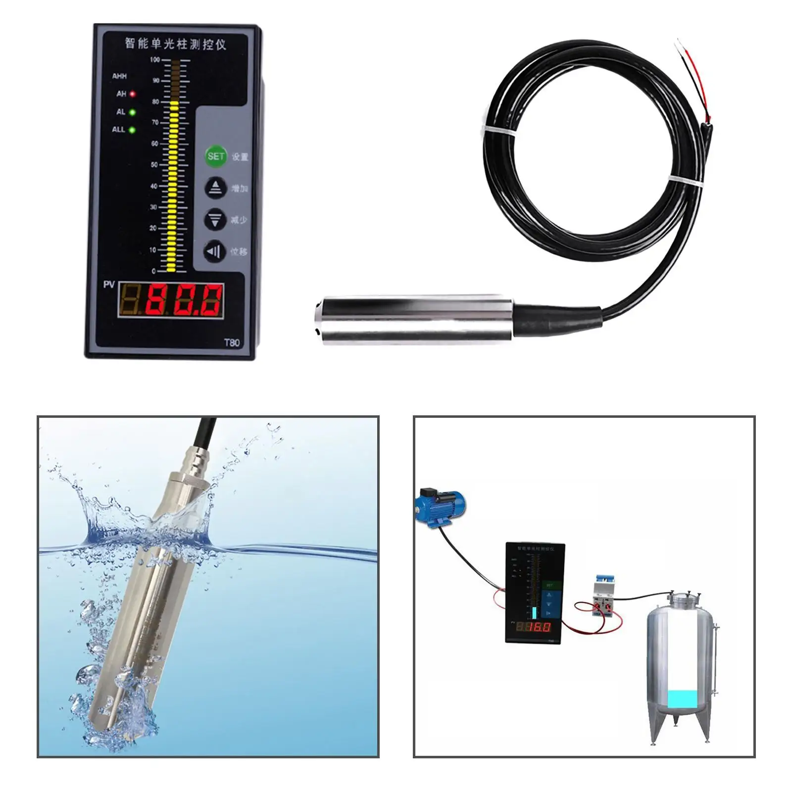 4-20mA Submersible Liquid Level Depth Intelligent Sensor Display