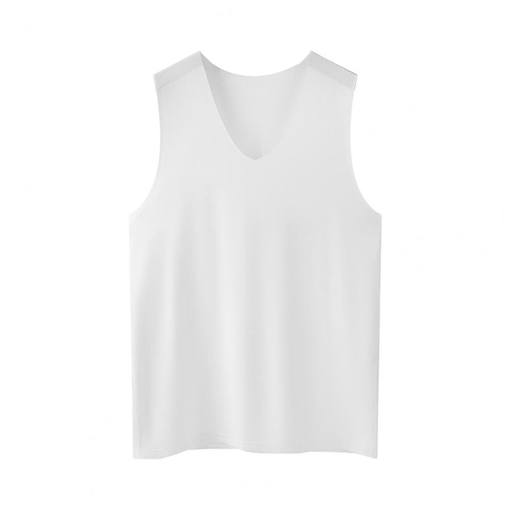 Men Vest Sleeveless V-Neck Quick Dry Ice Silk Vest T-Shirts Tank Top for Daily Wear