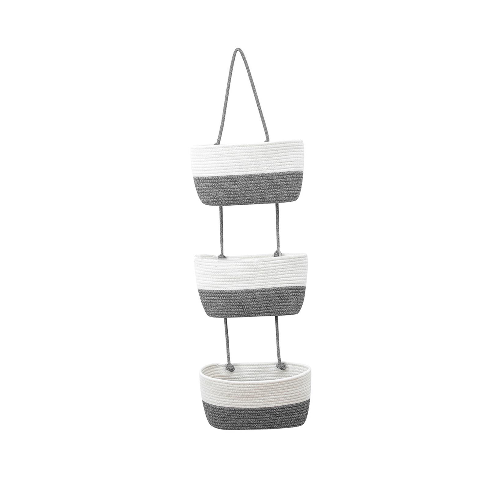 Three Tiers Flower Baskets Closet Organizer Container Wall Mount Organizer Hanging Basket for Kids Room Bathroom Kitchen Study