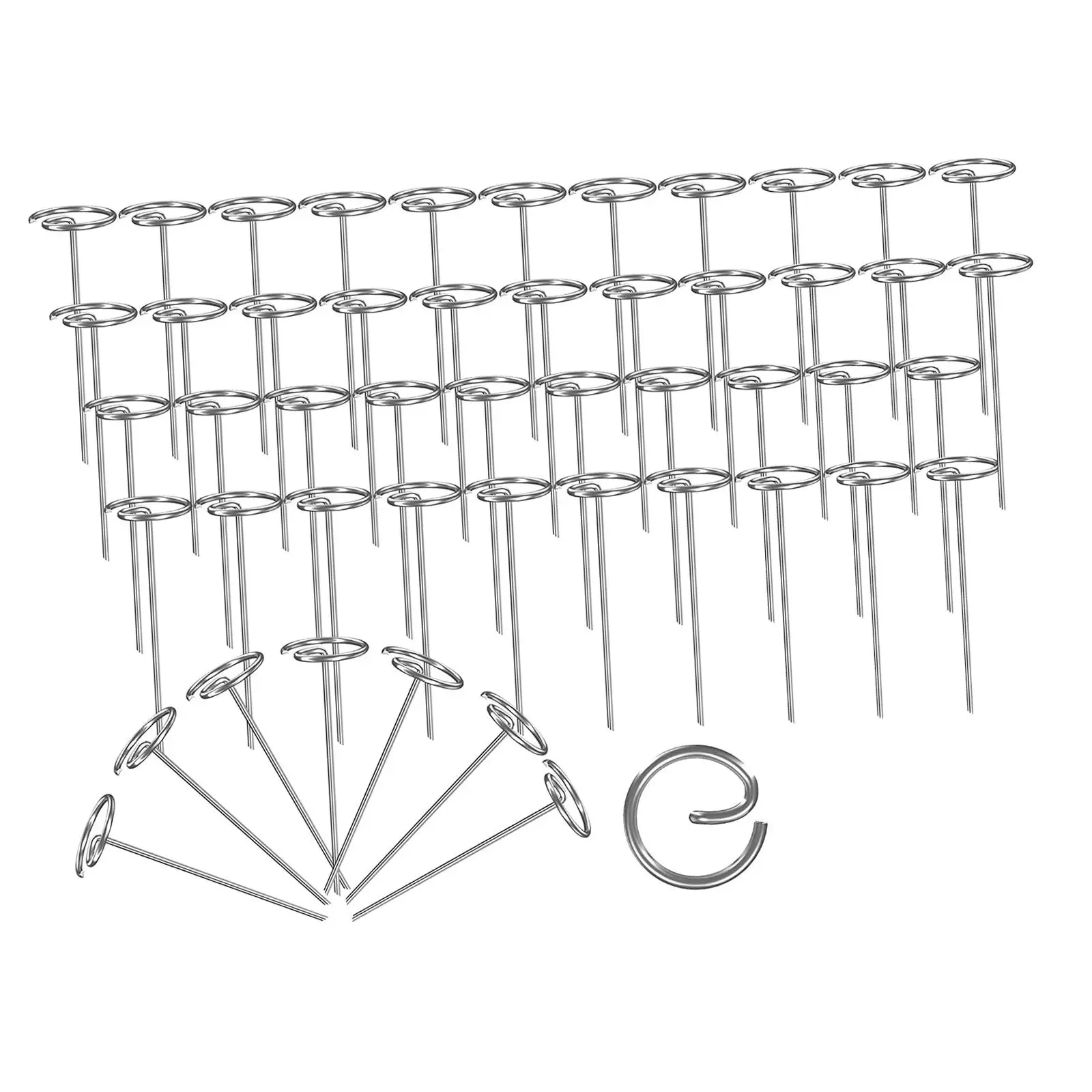 50Pcs Galvanized Steel Circle Top Pins Barrier Pins Landscape Pins Sod Staples for Landscaping Barrier Garden Yard Fabric