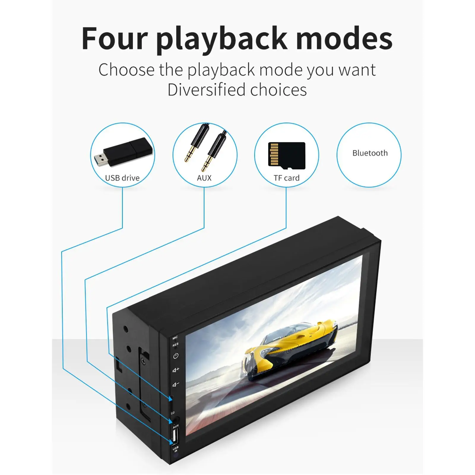 Double Din Car Stereo Bluetooth Car Audio, 7 ``Capacitive Touch Screen Car Radio Support FM/USB/TF with Remote Control