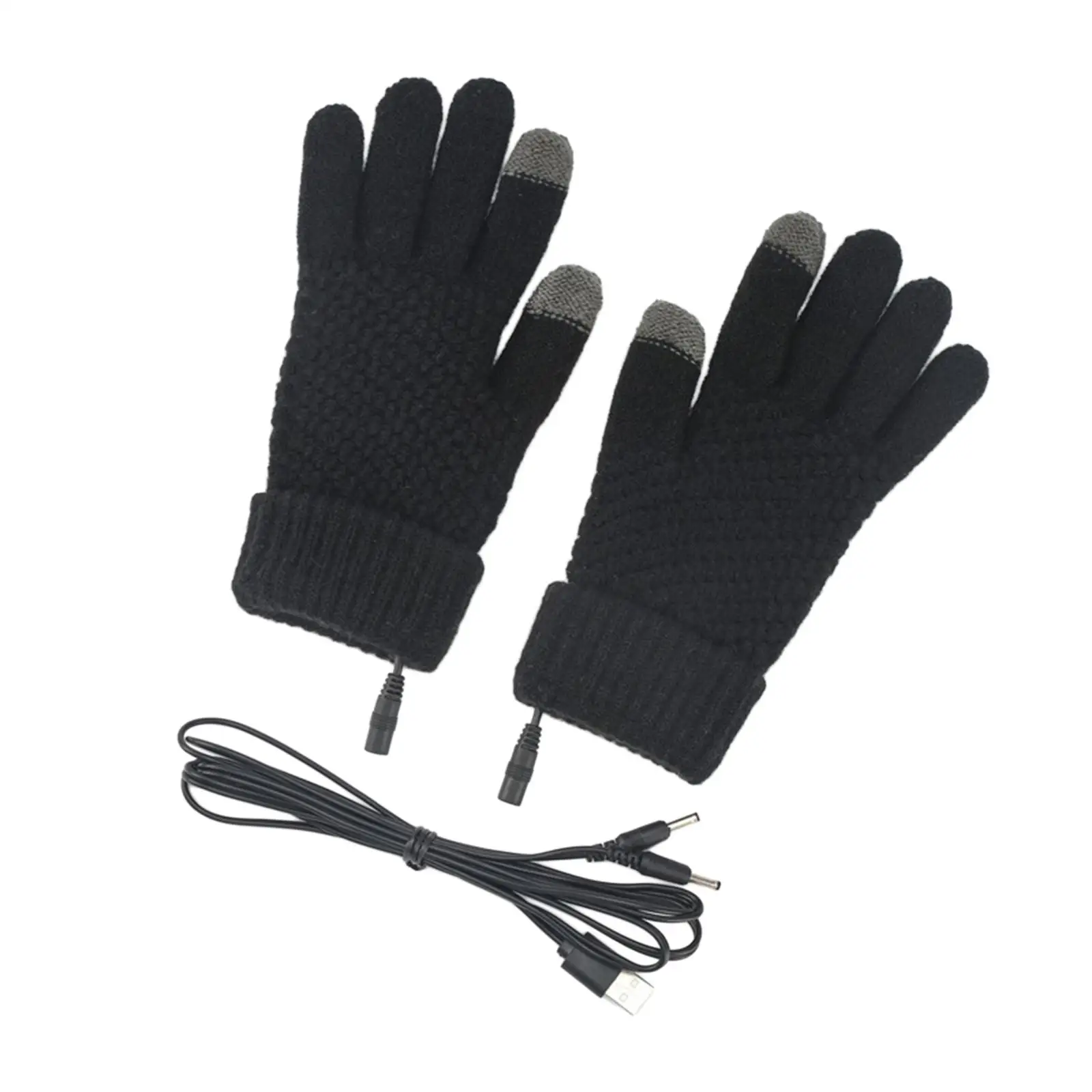USB Heated Gloves Connected to Laptop Adapter for Power Washable Heating Mittens for Outdoor Skiing Camping Typing Winter Gift