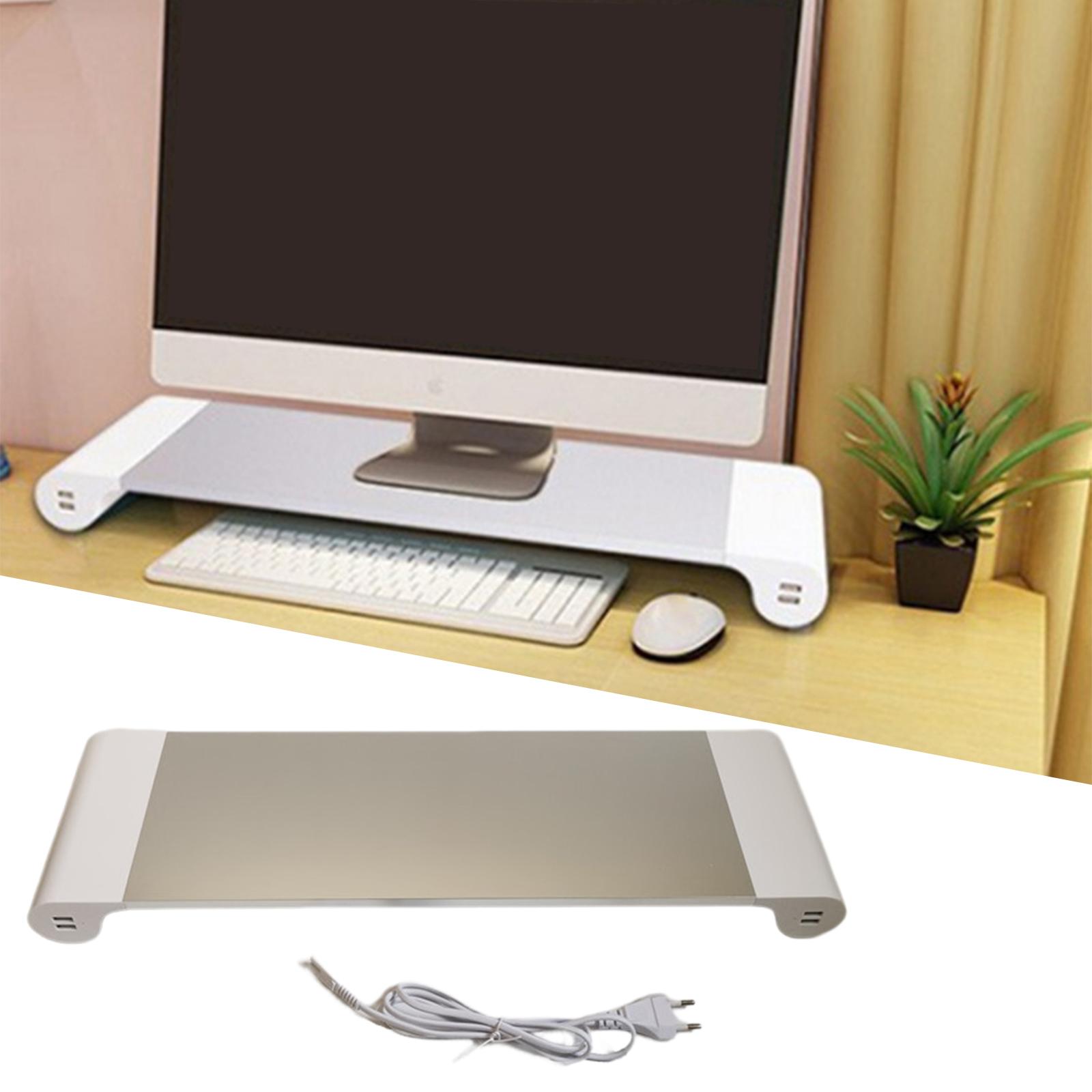 Desktop Screen Monitor Stand Riser with 4 USB Ports Desk Accessories Simple Desktop Monitor Heightened Rack EU Power Adapter