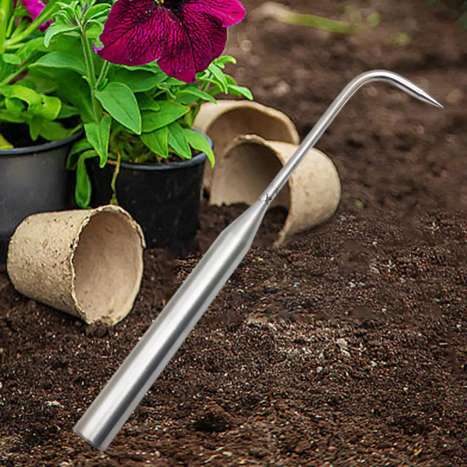 Garden Weeding Tool Stainless Steel Comfortable Grip Patio Crack Weeder for Edging Soil Loosening Digging Gardening Sidewalk