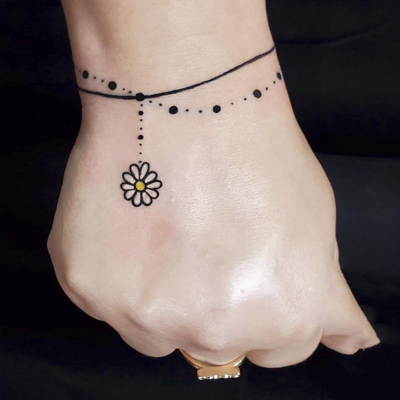 Best of Waterproof Temporary Tattoo Sticker New Craft White Daisy Bracelet Tattoo Flash Tattoo Wrist Female Reviews & Tips