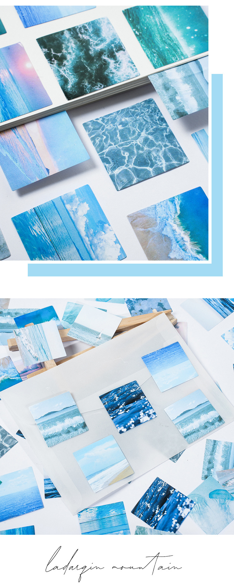46pcs Gradient Cloud Sea Mini Diary Stickers DIY Adhesive Stationery Decorative Stick Labels for Journals And Planners