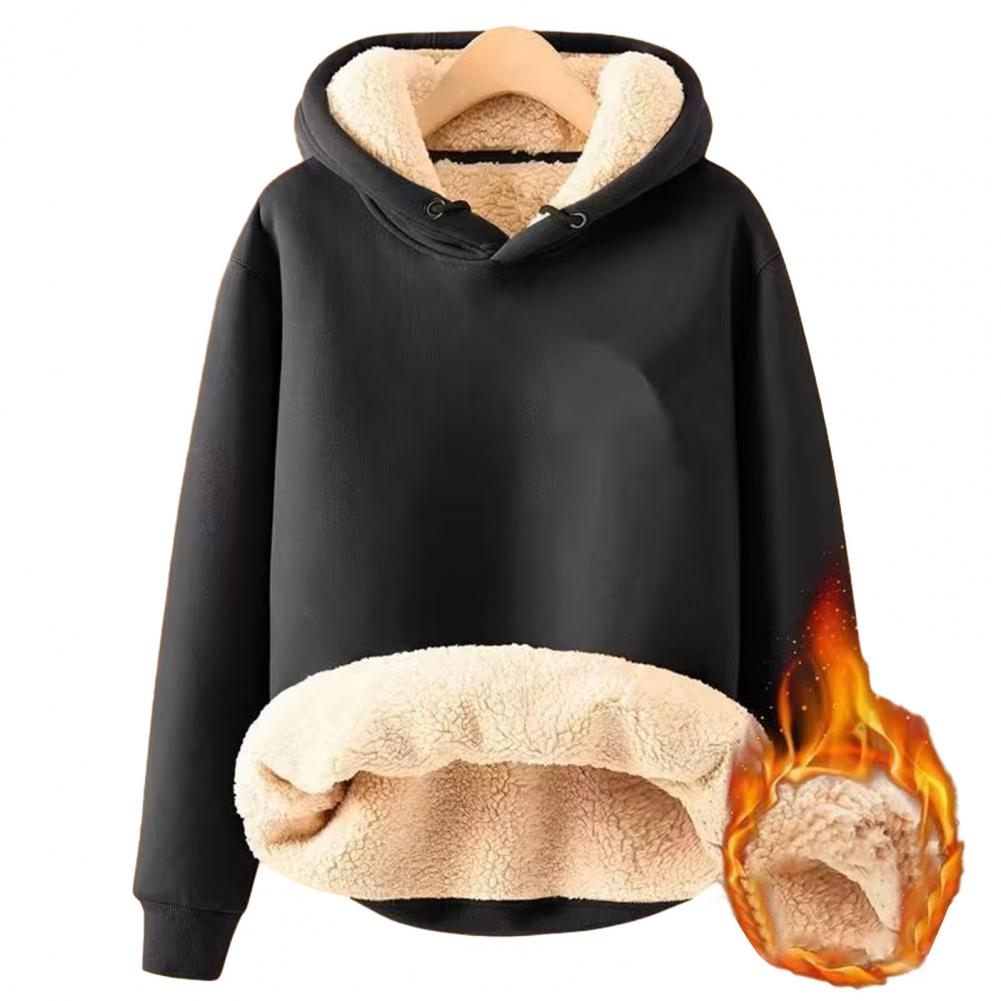 Description Picture 4 of itemMen Hoodie Long Sleeve Hoodie Cozy Plush Hoodie for Men Women Warm Loose-fit Pullover with Elastic Cuffs Ideal for Fall Winter