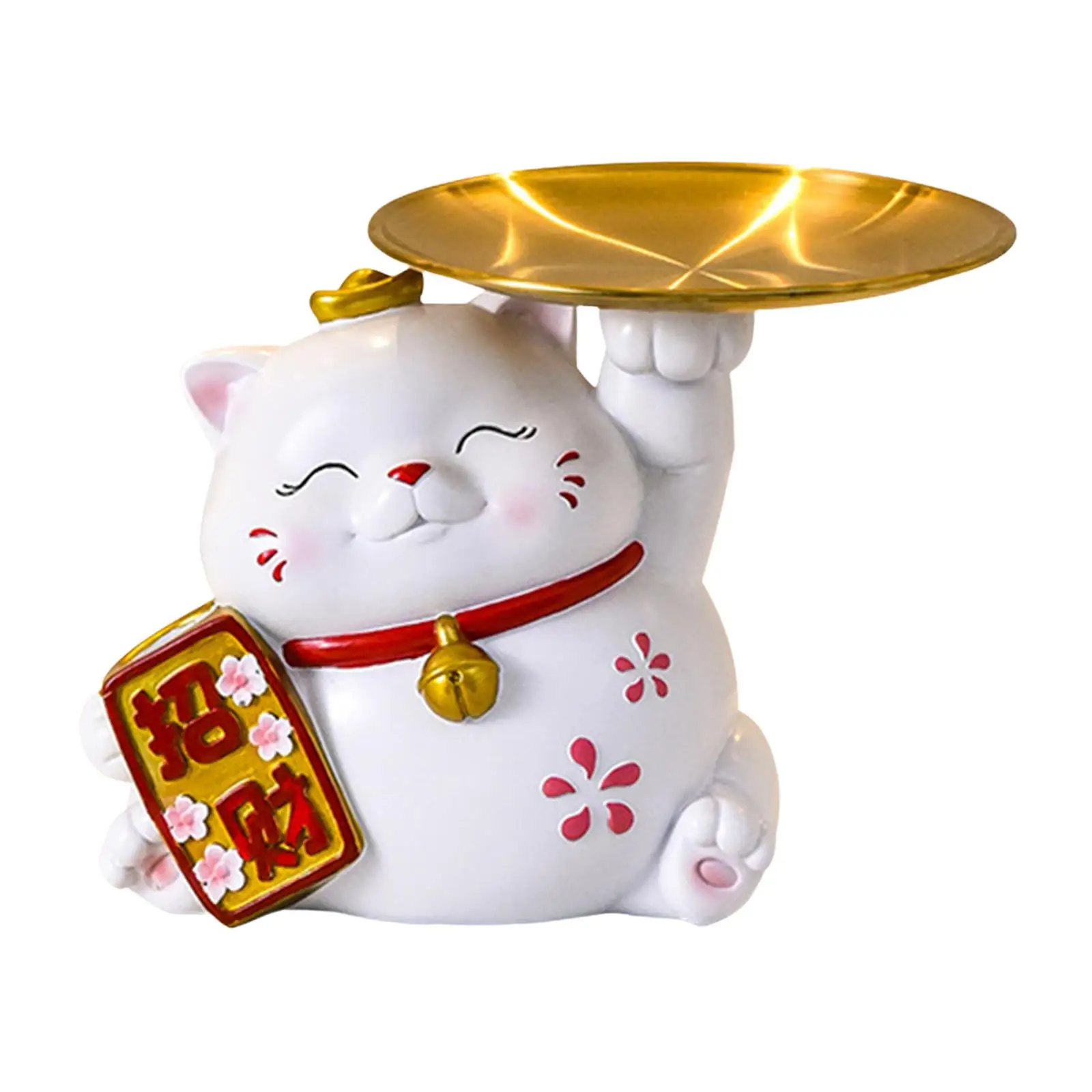 Cat Statue Nordic Style Decorative Desktop Organizer Jewelry Trinket Tray for Cafe Festivals Restaurant Entrance Dining Room