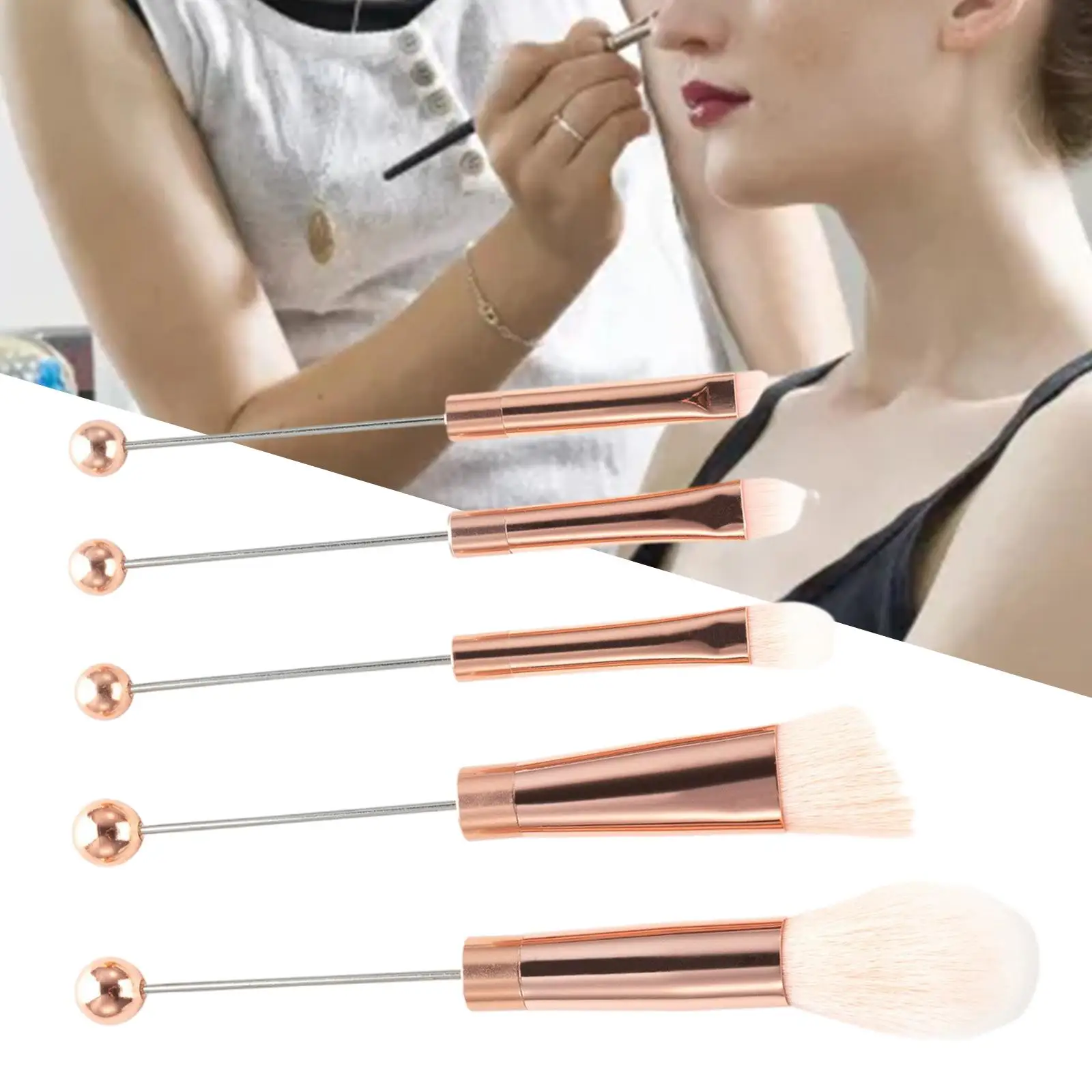 5x Eye Makeup Brush Set DIY Angled Brush Blending Face Powder Portable Cosmetic Brushes for Lady Girlfriend Bestie Sister Gifts
