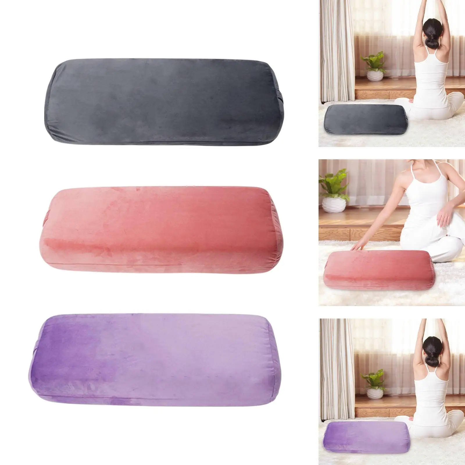 Yoga Bolster Pillow Removable Washable Cover Comfortable Sponge Meditation Cushion Support Pillow for Legs Soft Support