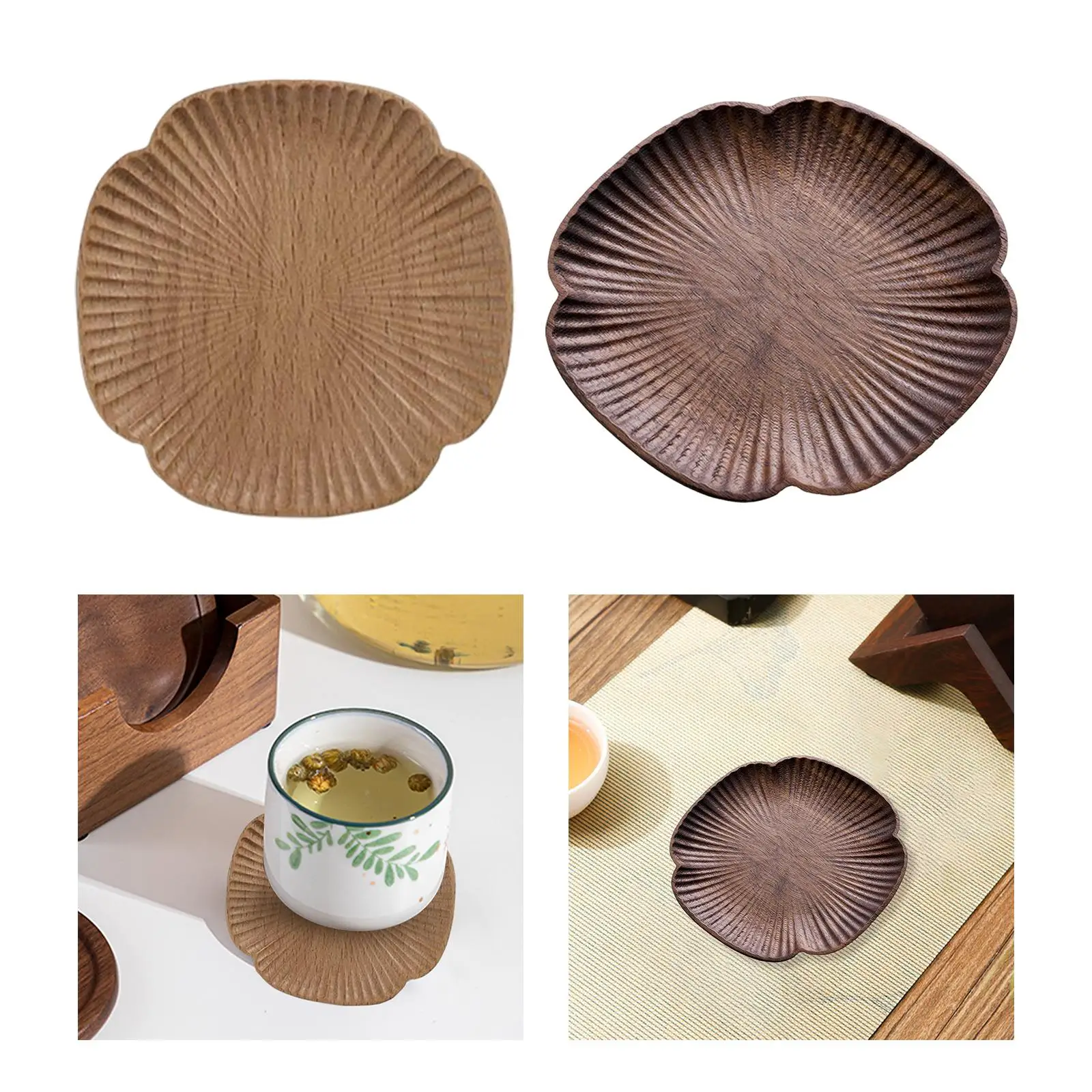 Wooden Coaster Cup Mat Petal Non Slip Kitchen Gadget Storage Supplies Washable Creative Multipurpose for Countertop Fridge