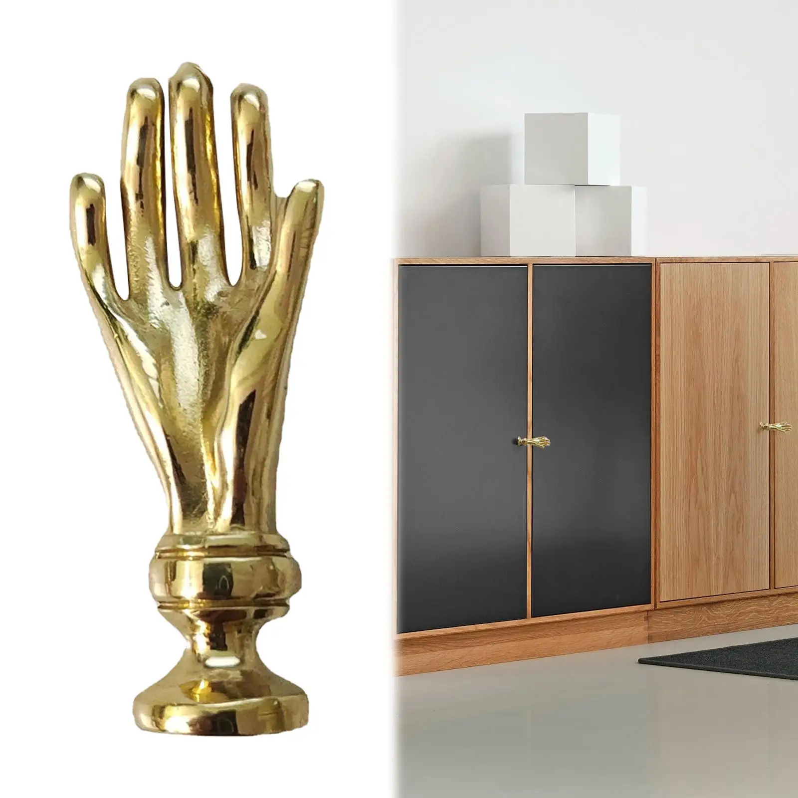Drawer Handles Hand Shaped Copper Dresser Knobs for Bathroom Closet Cupboard
